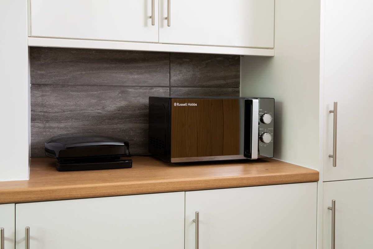 Feeling peckish? Use the microwave to fix yourself a snack whenever you fancy.