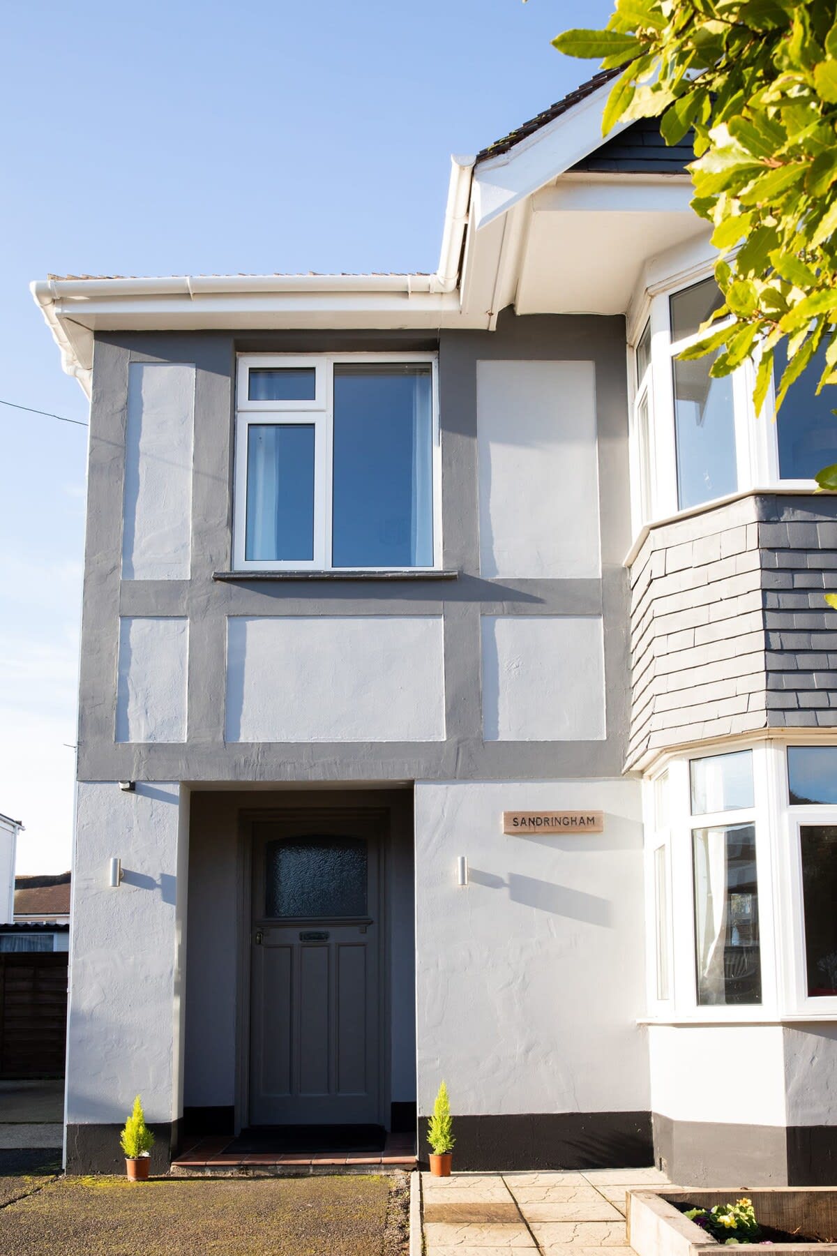 Looking up to the first floor from the front garden.