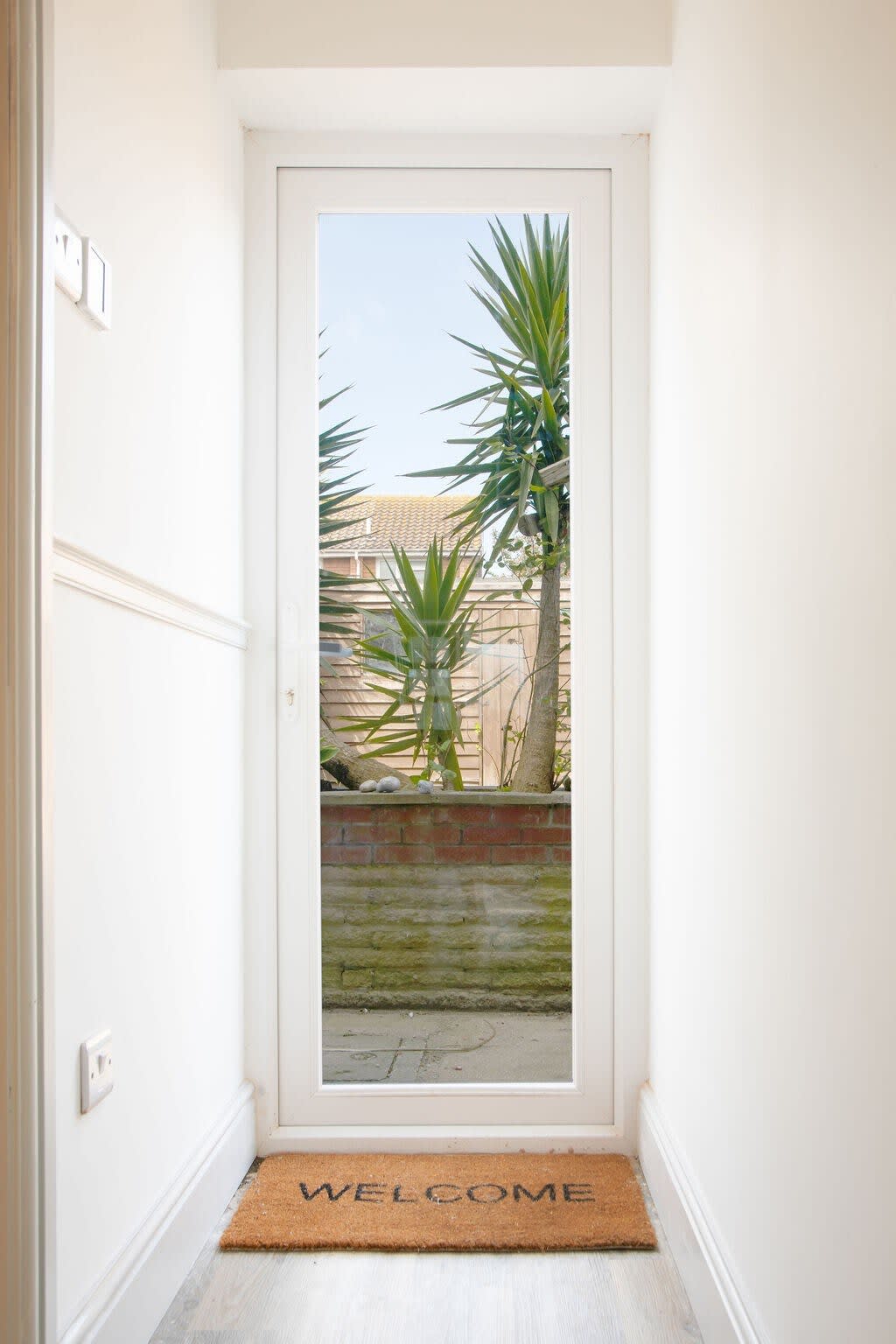 A peak at the palm trees from the house.
