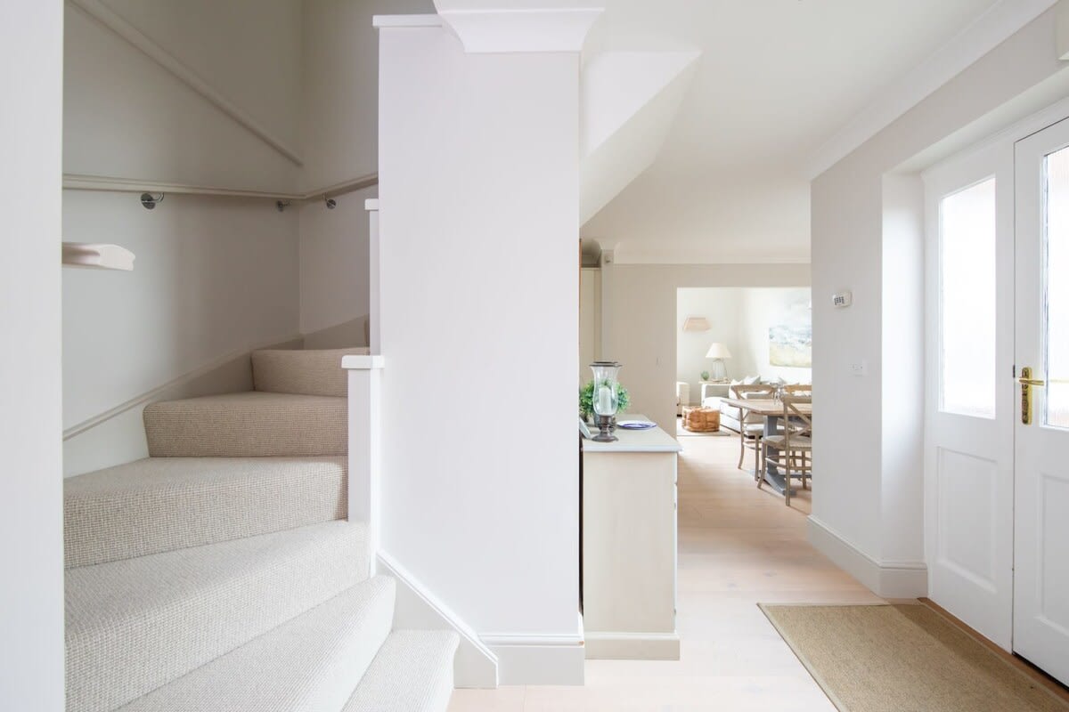 A view of the house from the bottom of the staircase