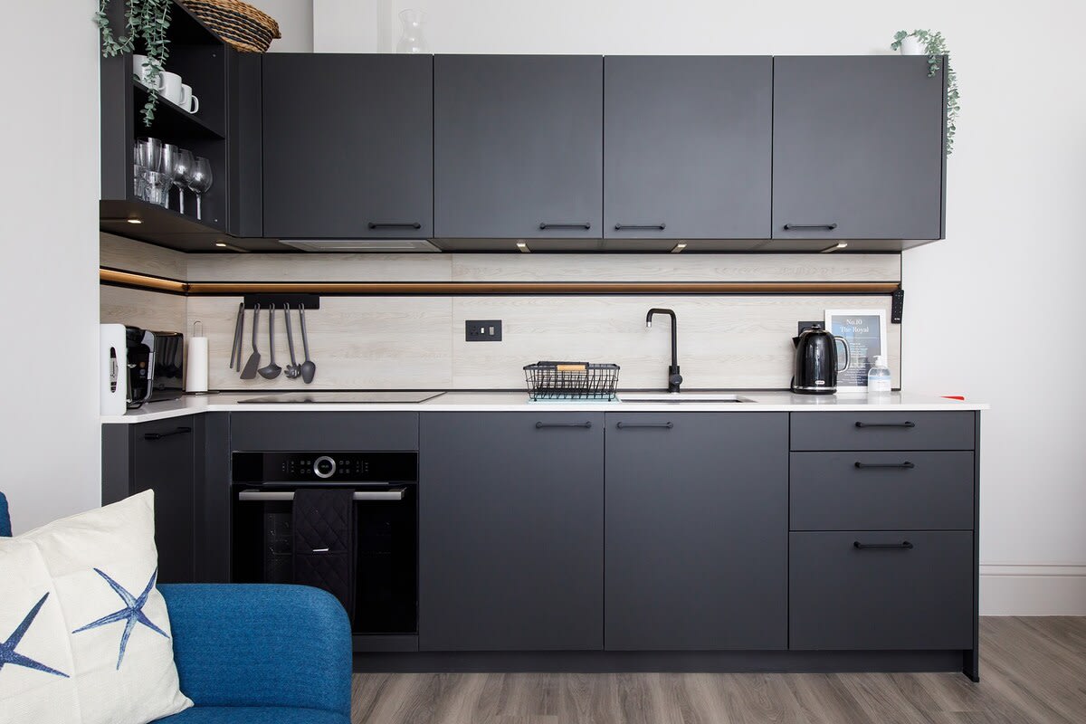 The fully integrated kitchen has a host of appliances