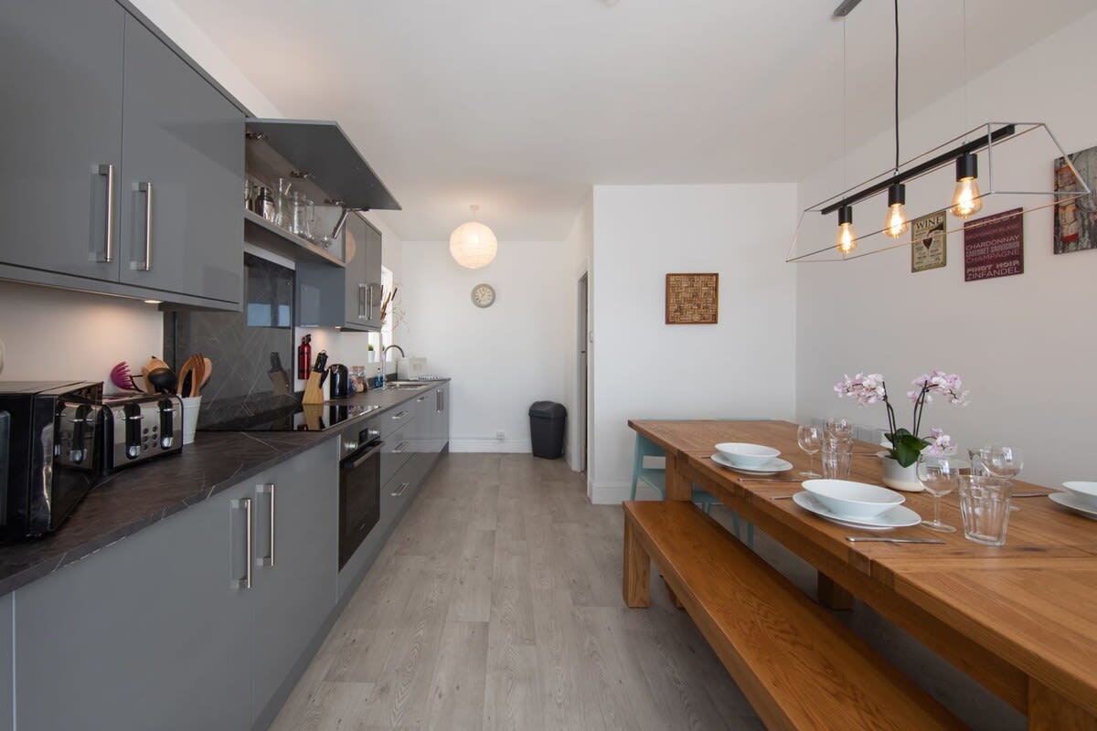 Cook up breakfast lunch and dinner in the modern, streamlined kitchen