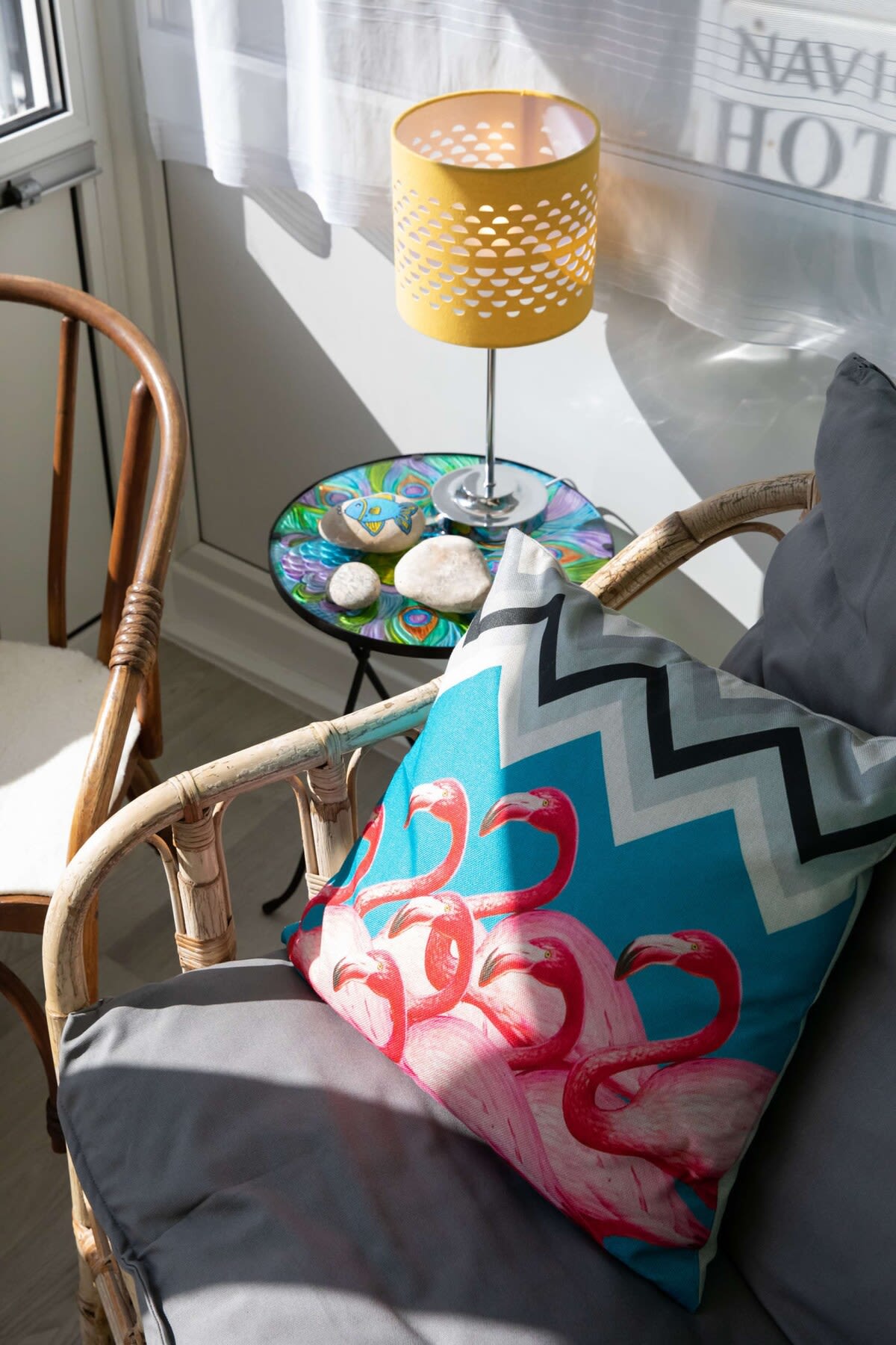 The bright, vibrant sunroom is the perfect place to sit and relax with a cup of tea72