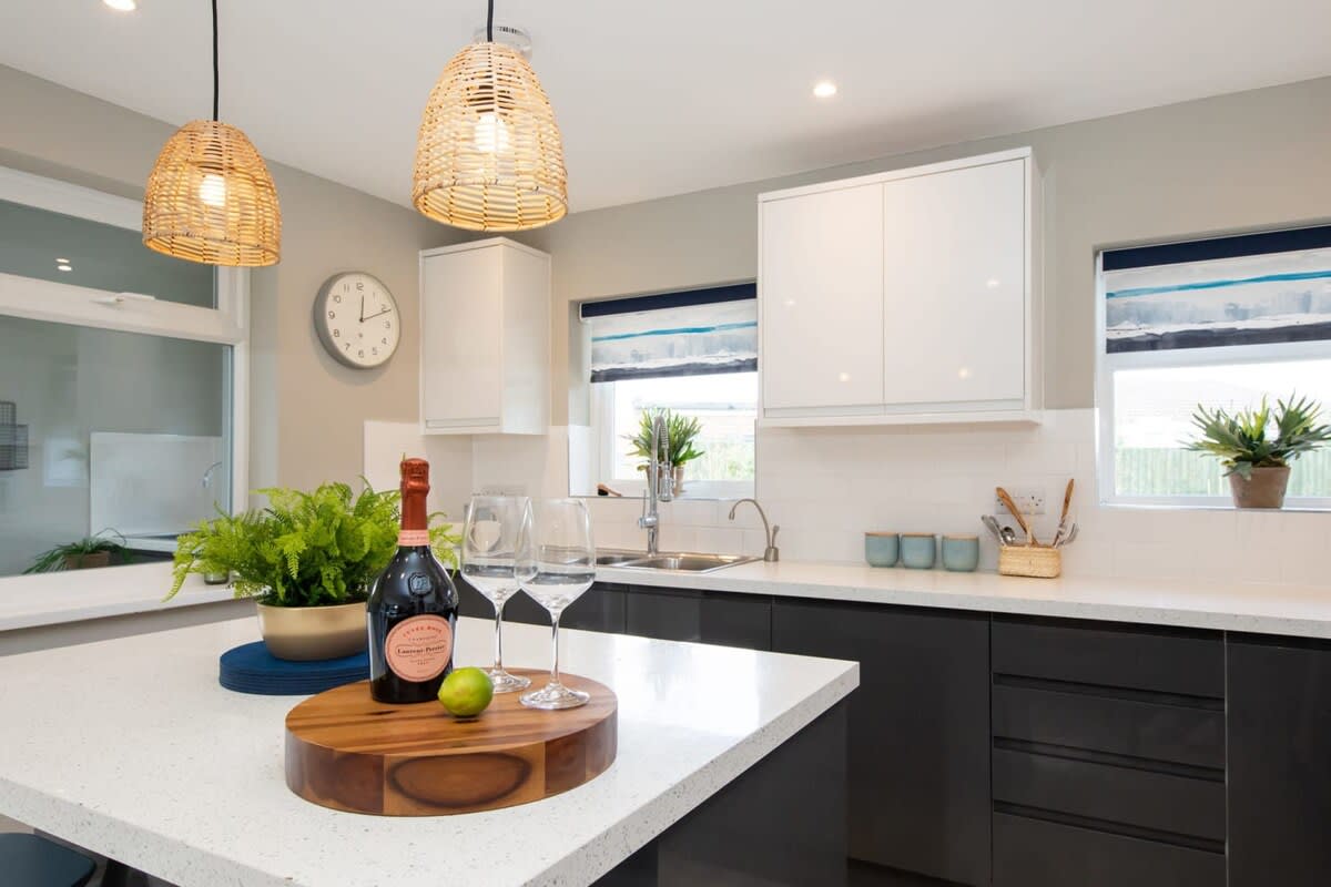 The kitchen comes fully equipped with essential cooking tools and appliances