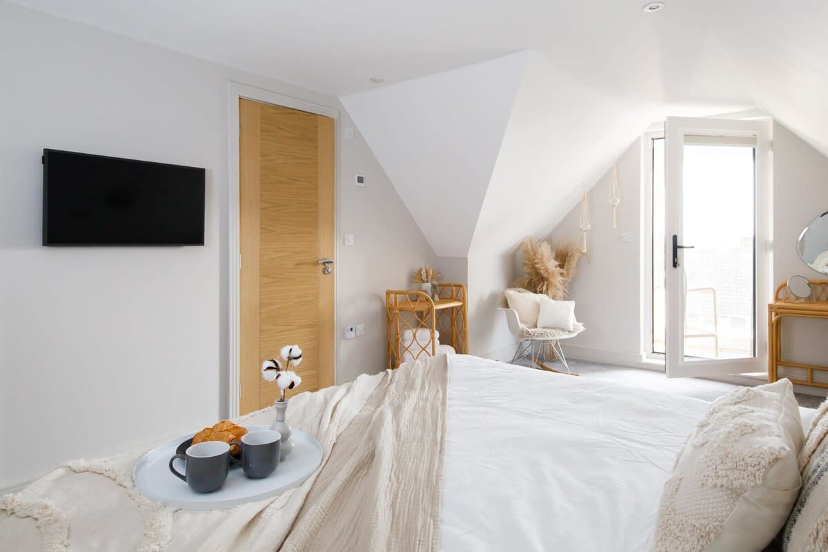 Evening movie in bed? Or catch up on the morning news from the comfort of your bedroom.