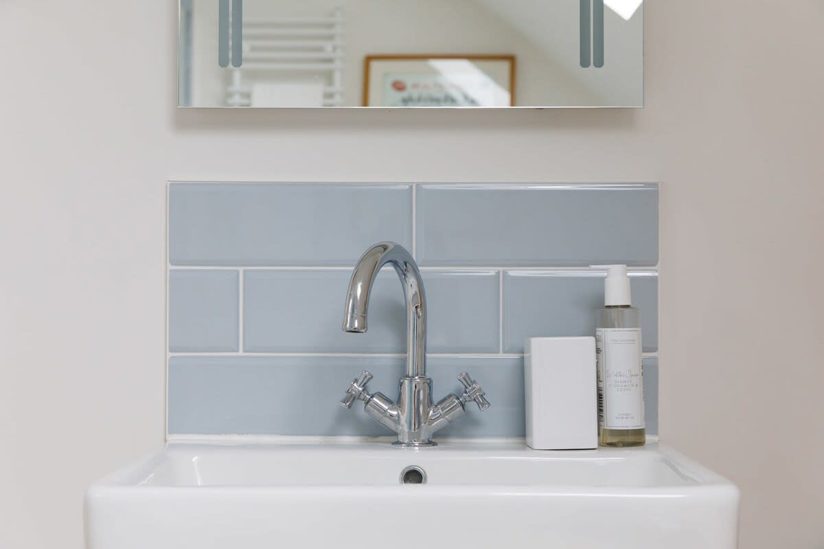 Beautifully decorated upstairs bathroom.