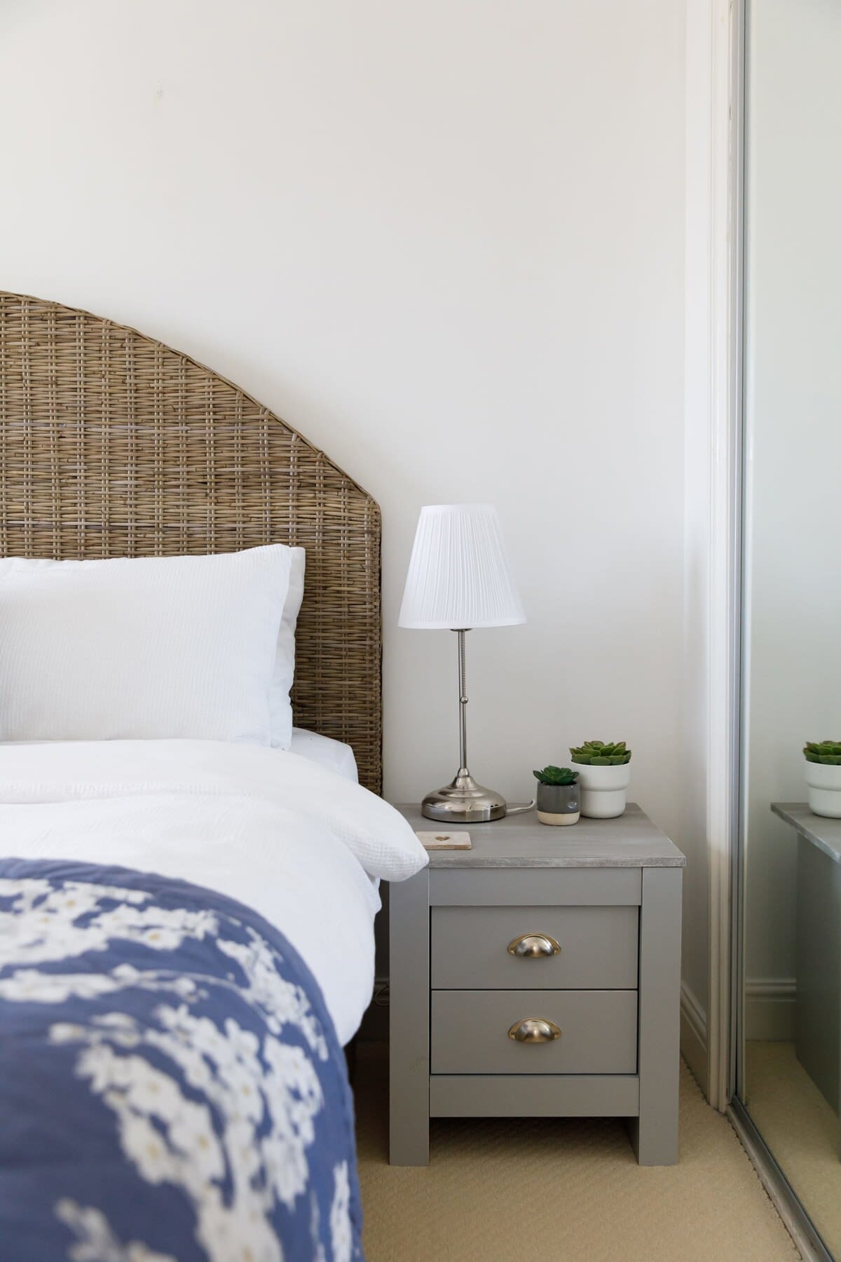 Side tables and lamps are in all rooms for your comfort.