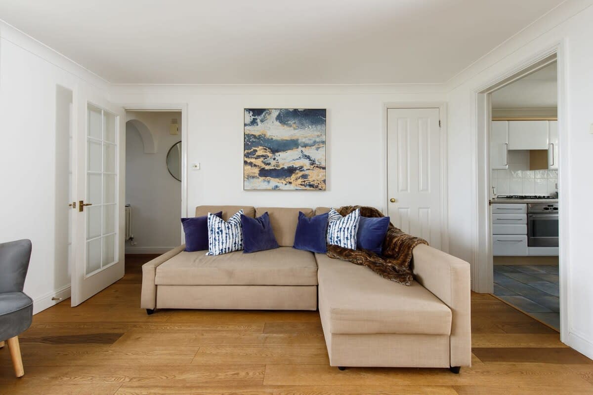 The L-Shaped sofa is large enough for the whole family to enjoy a film or TV show together.