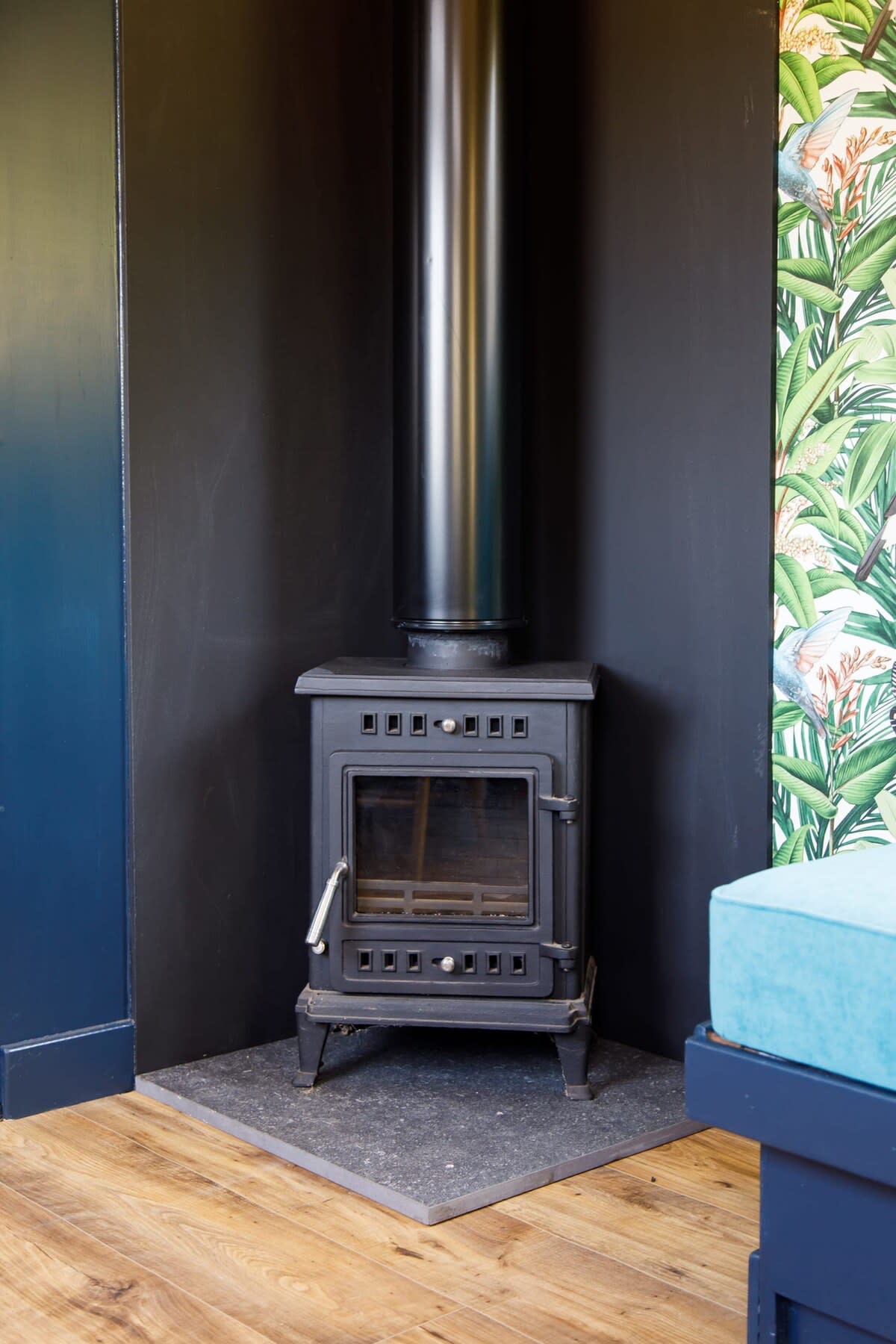 The carriage has a log burner for cooler months.