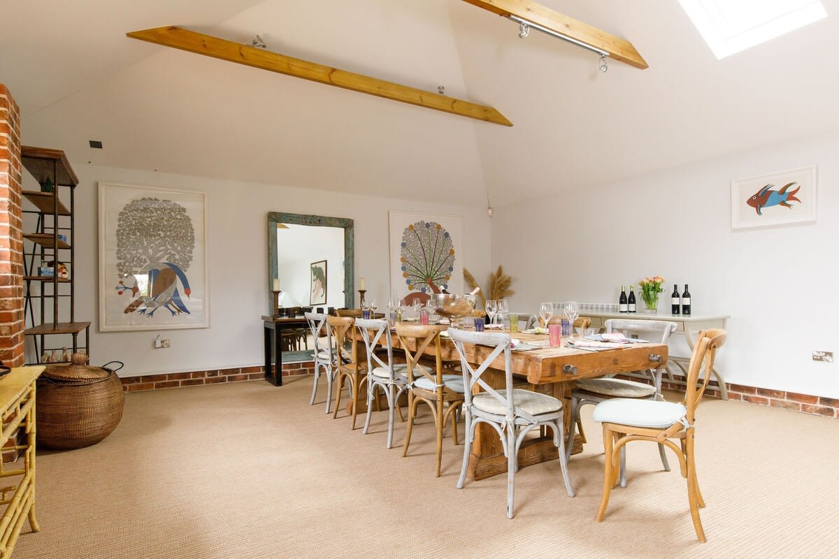 The impressive dining area sets the scene for long evenings eating and drinking with friends and family.