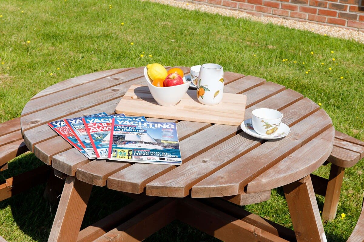 Enjoy breakfast out on the patio to the sound of birds.