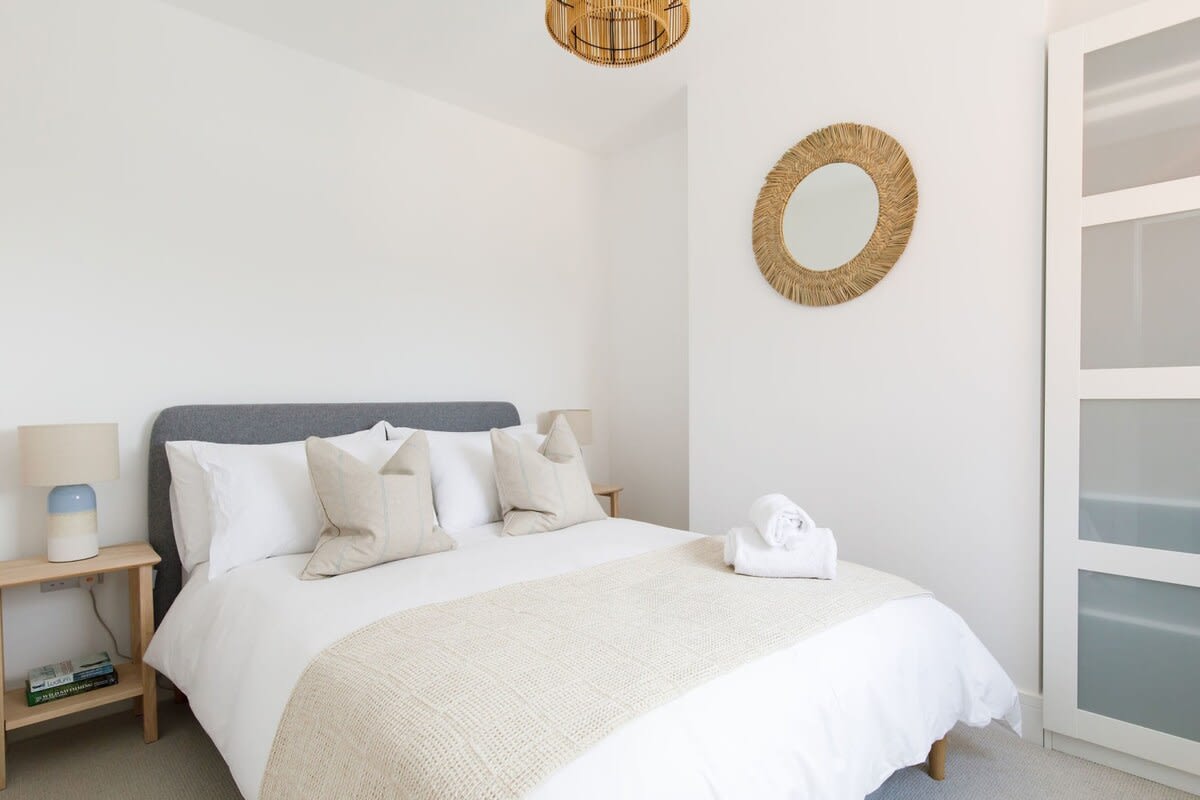 The double room with quality bedding, linen and sheets and storage space for your belongings.