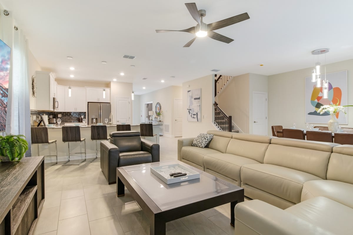 Experience luxury in this open-plan living space with a sleek kitchen, perfect for entertaining and relaxation.