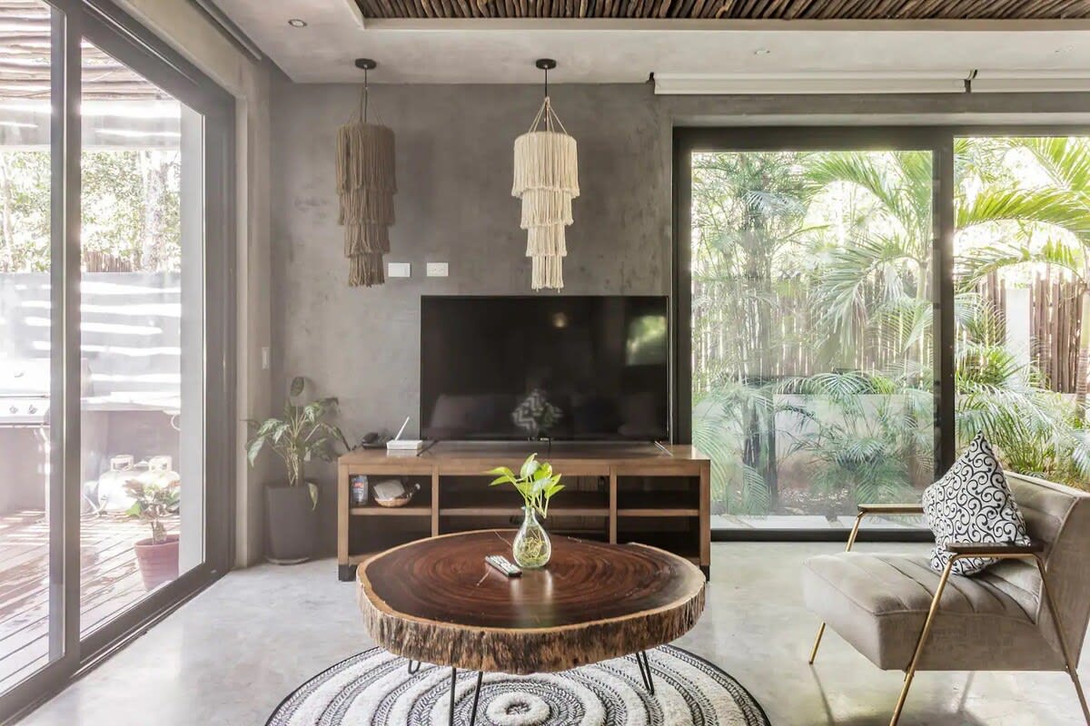 Living room area with smart TV