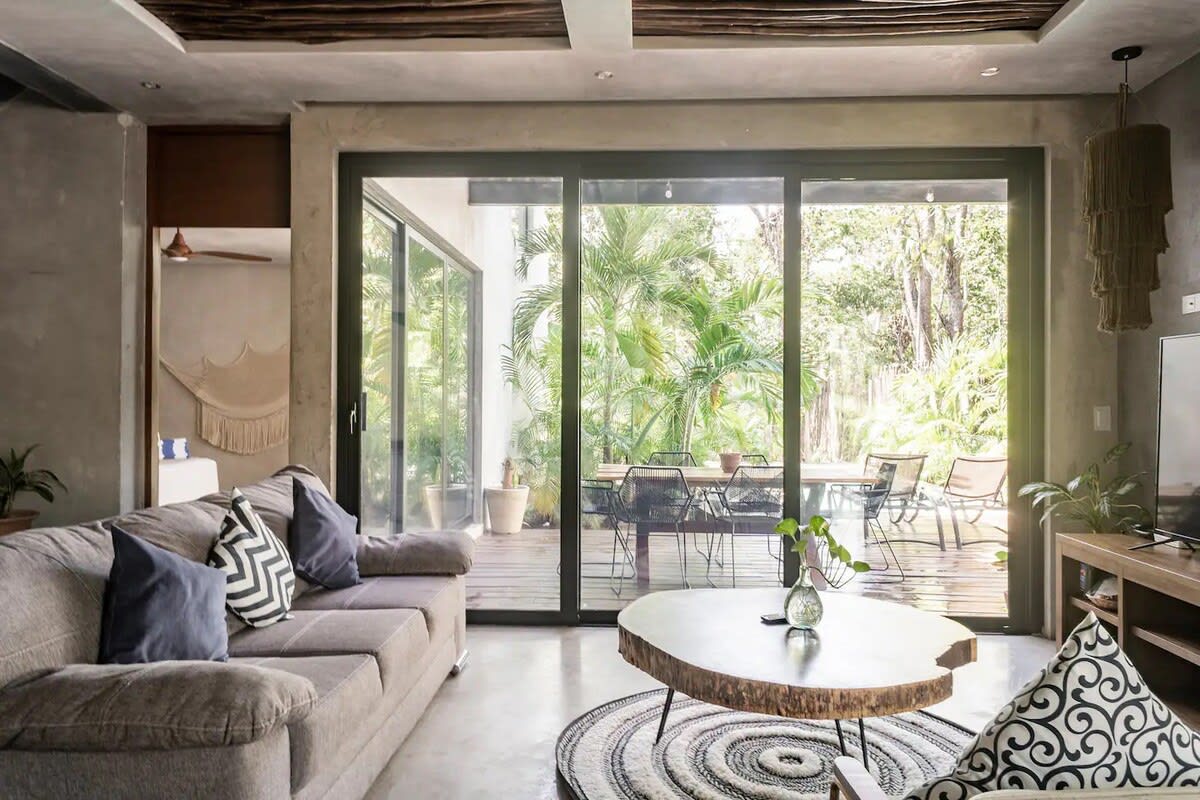 Living area with access to private garden