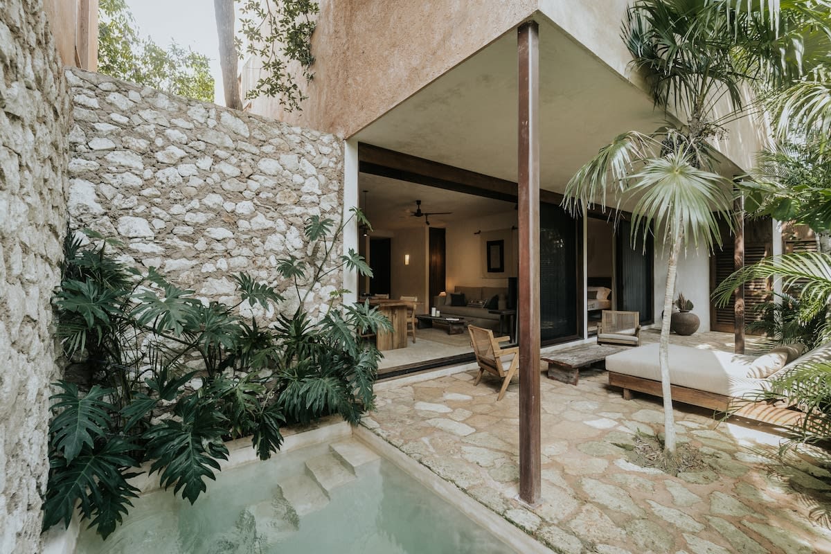 Private dipping pool in garden, exclusive to the unit