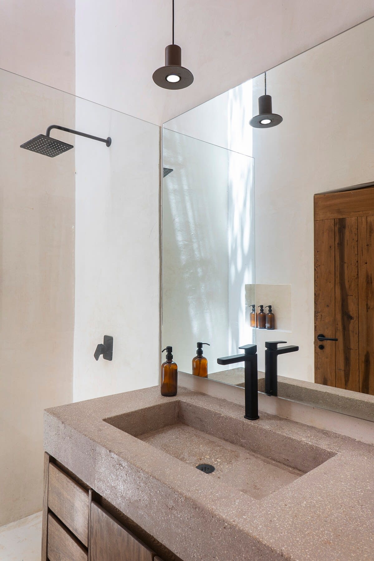 Full bathroom with a large shower.