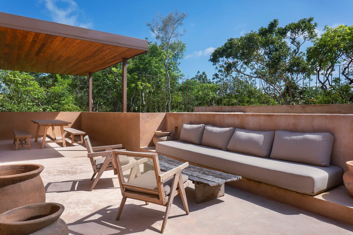 Terrace with integrated living area.