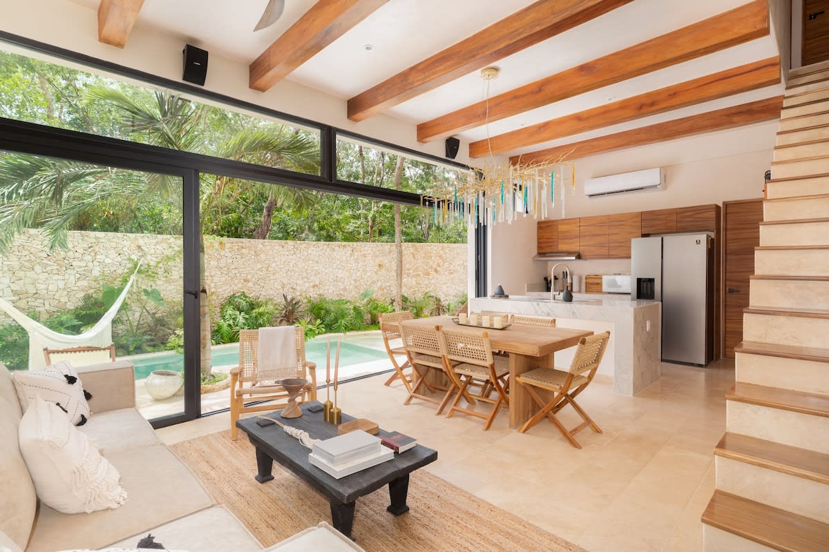 Living room with direct access to private pool