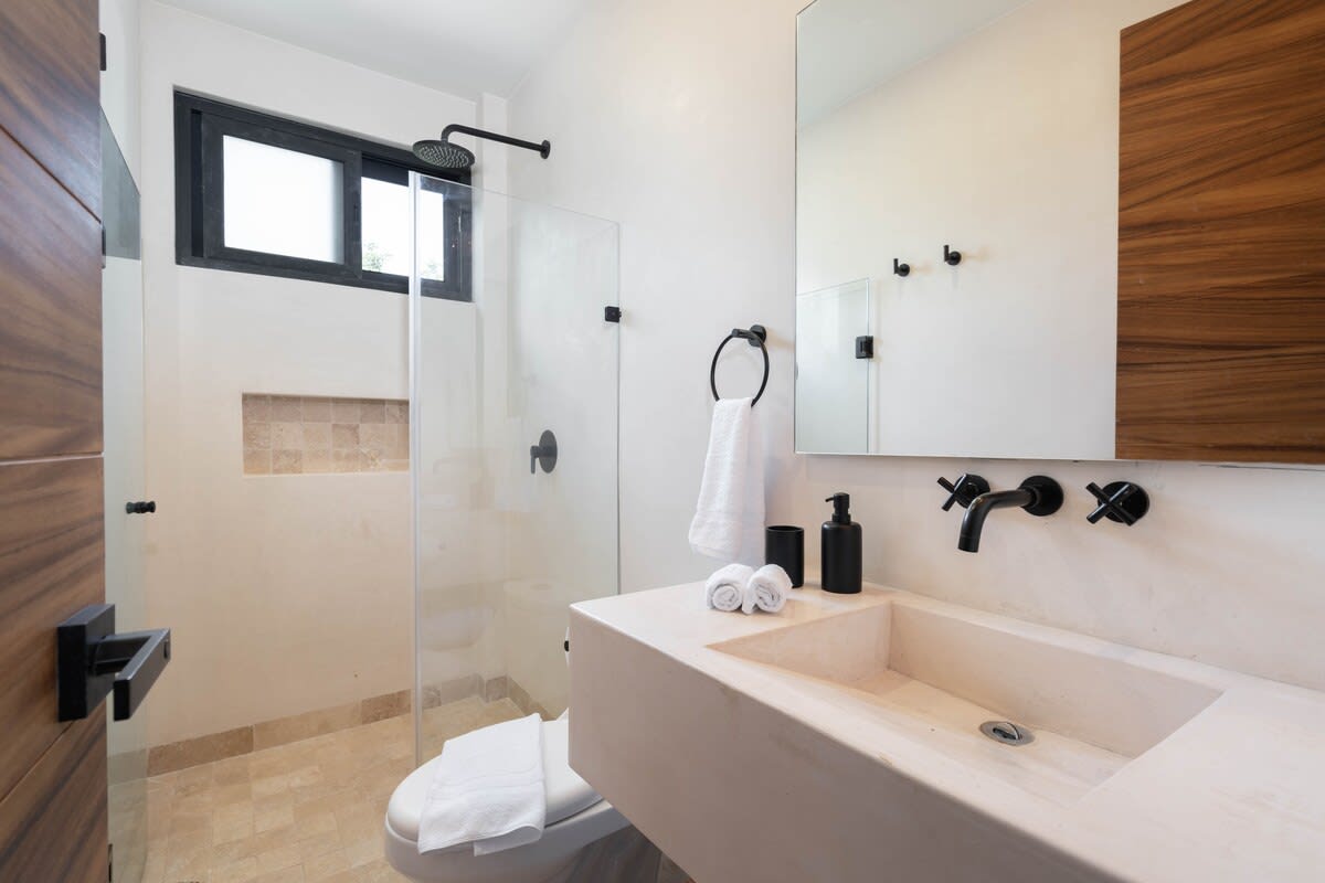 Full bathroom with shower.