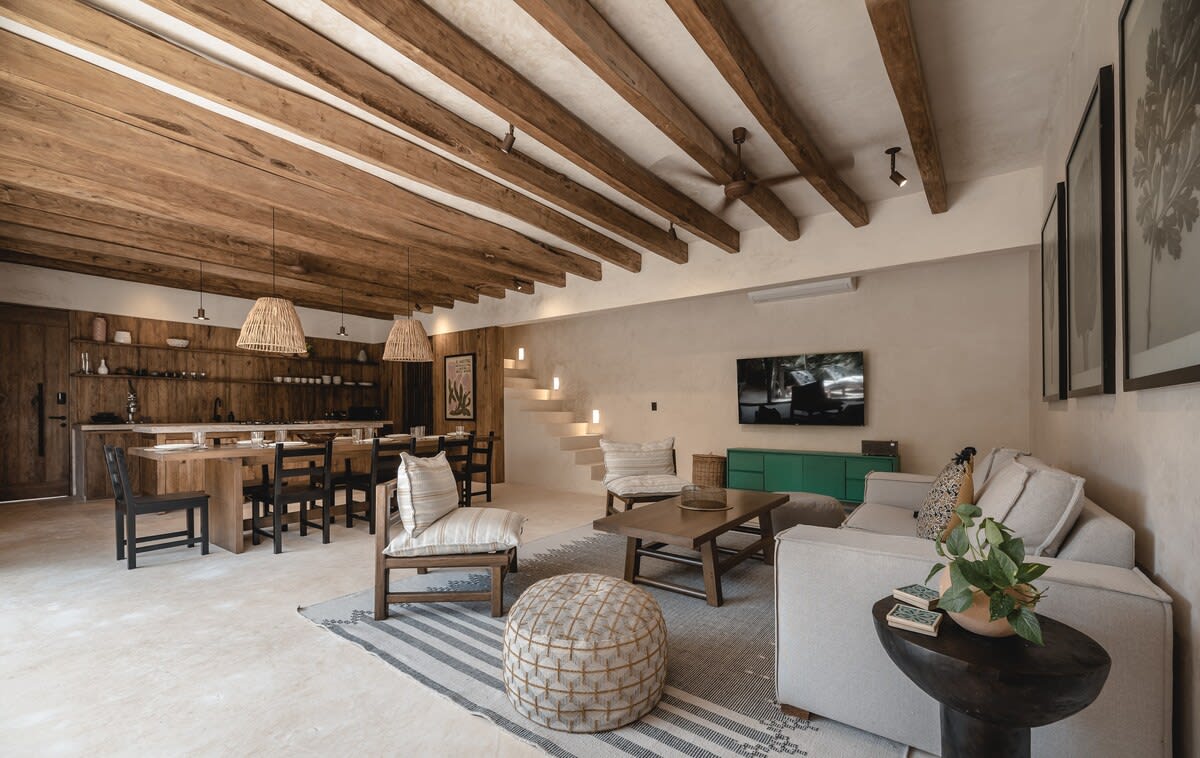 Comfortable living space with smart TV