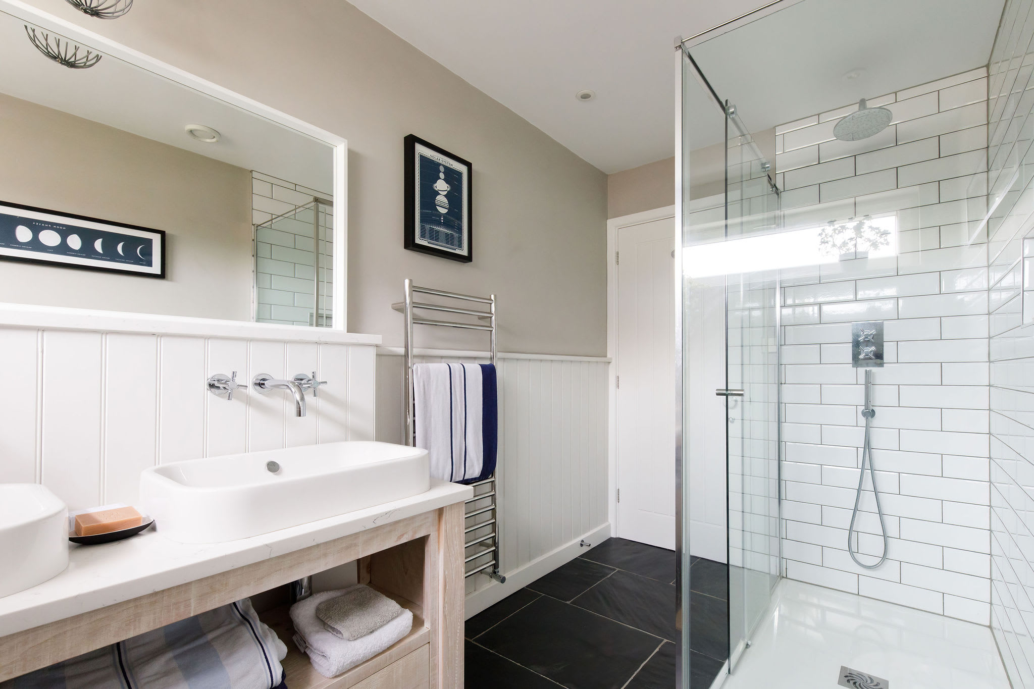 Walk in with ranifall shower