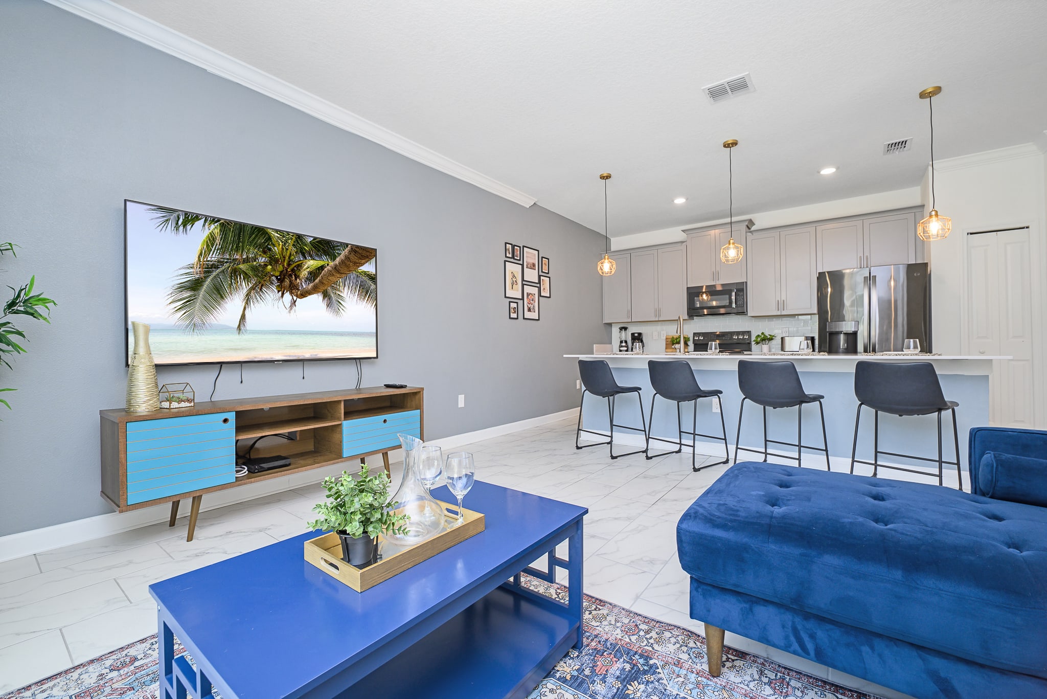 Stylish Open Concept Layout With Dining And Living Areas