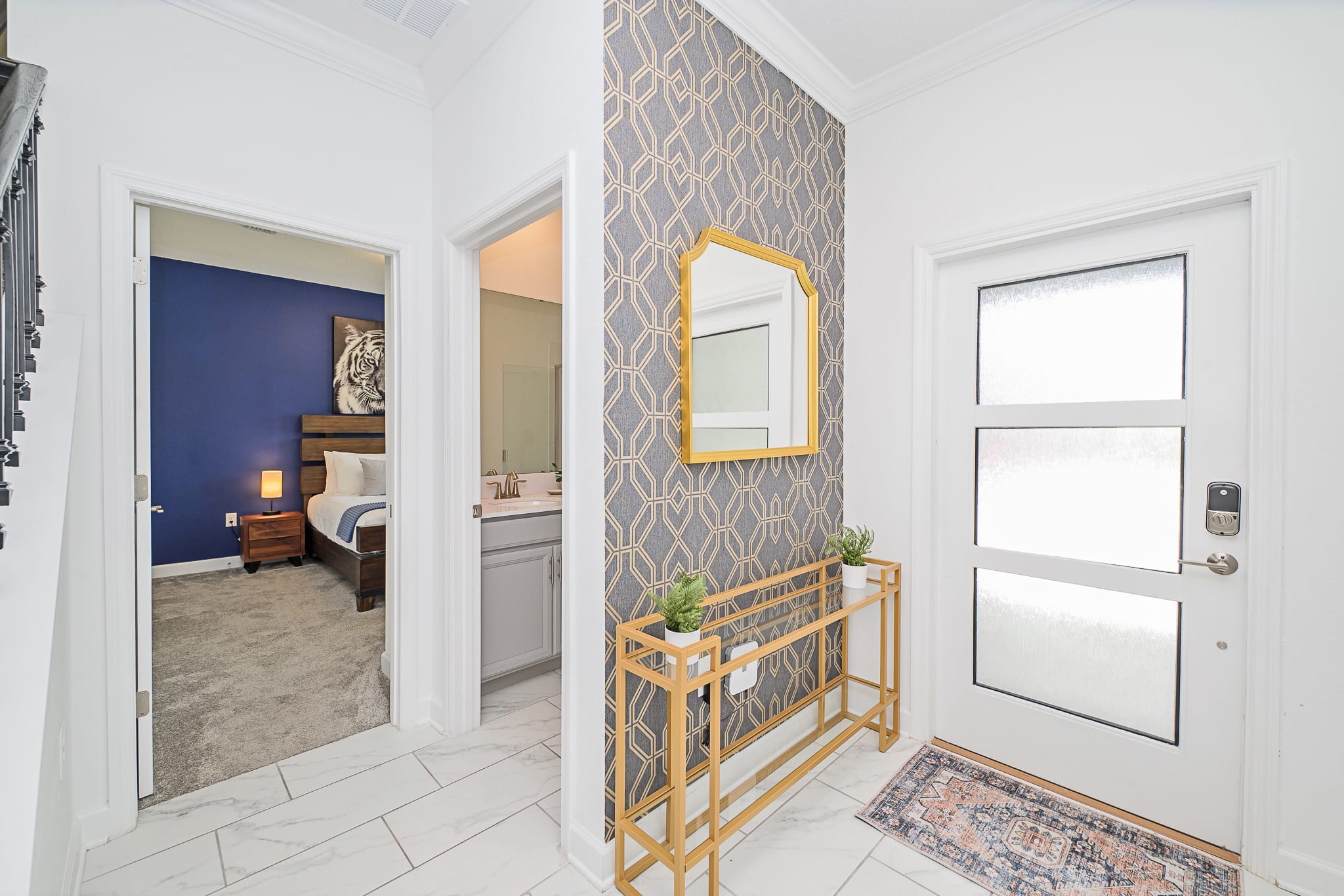 Welcoming Entryway With Elegant Decor And Mirror Accent