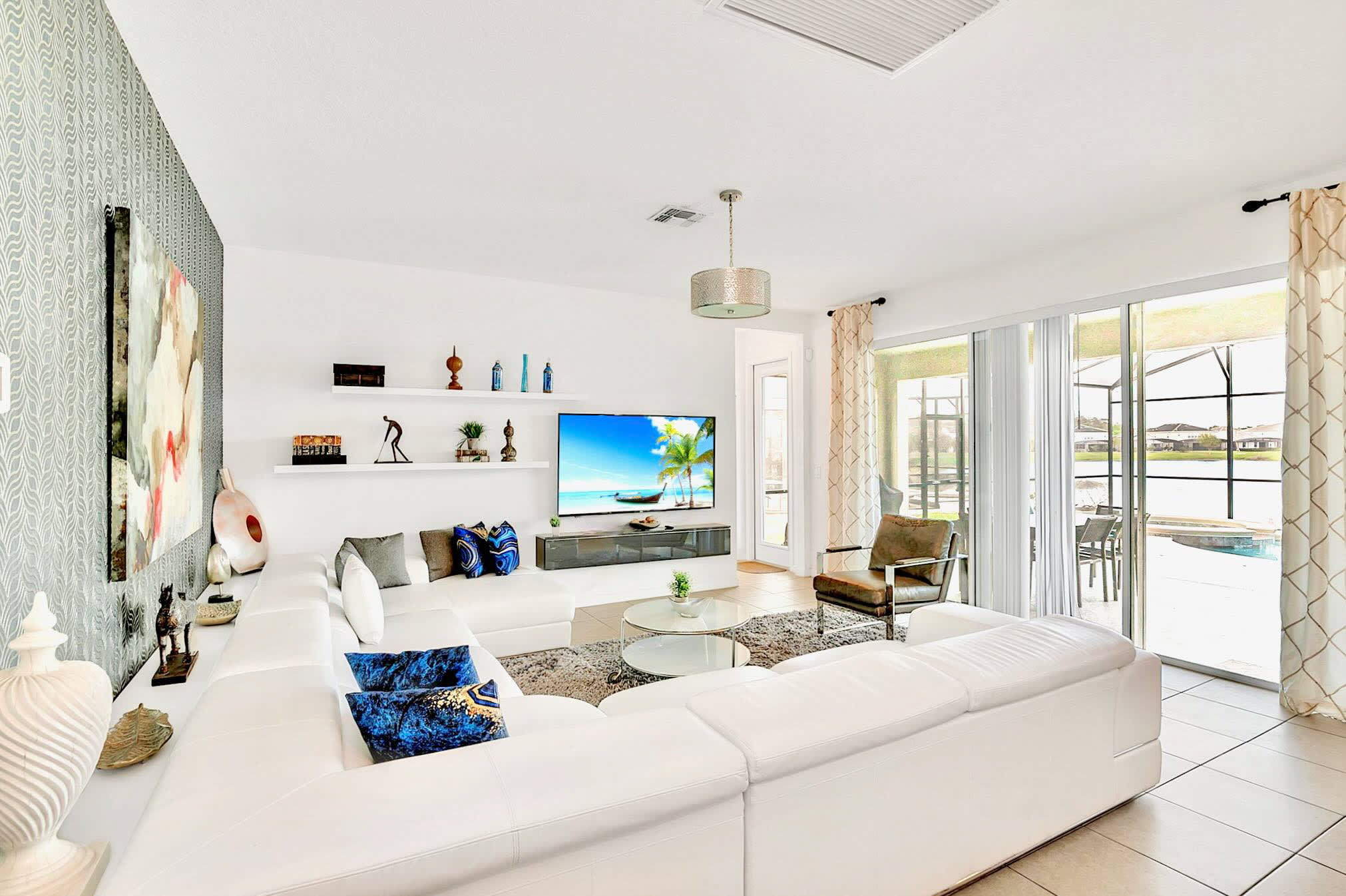 Spacious Living Room With Modern Decor And Smart TV