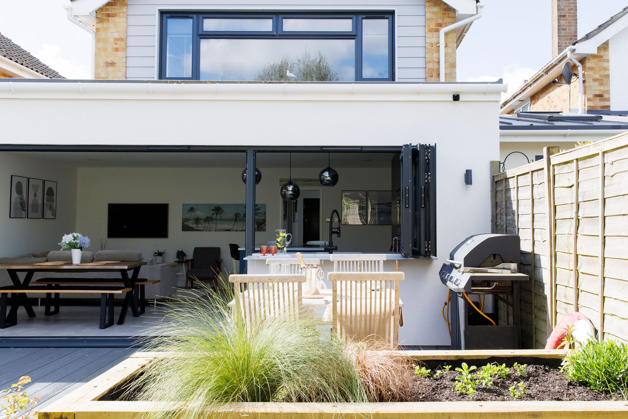 Dine alfreso during warmer days and evenings.