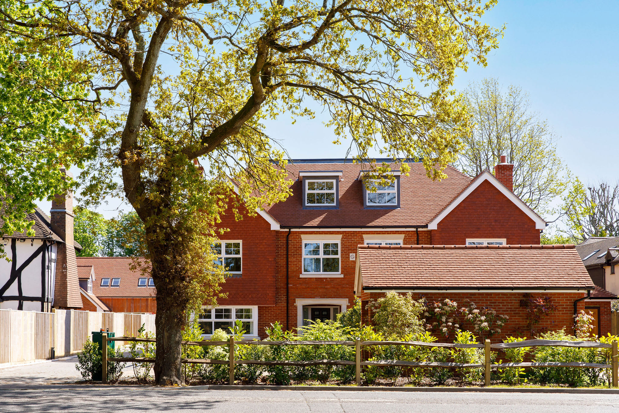 The home is set along a leafy suburban area north of Chichester.