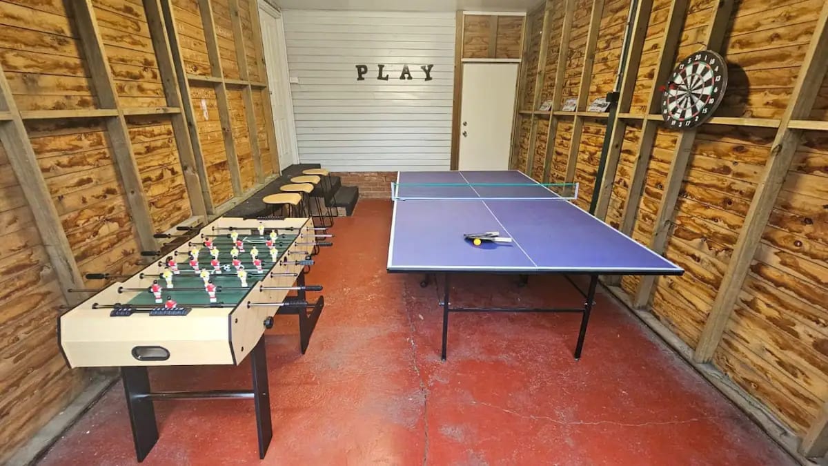 Enjoy table tennis, foosball, and darts in the games room