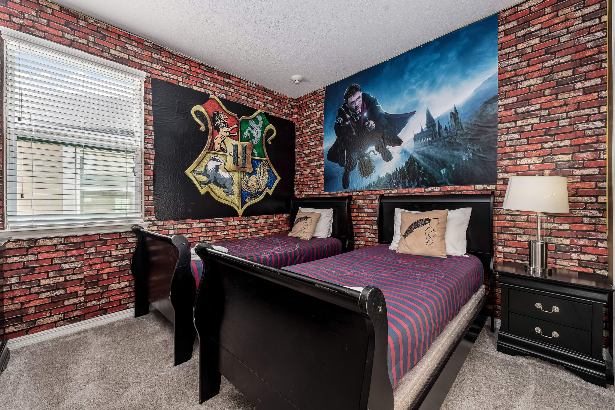 Cozy bedroom w/ soft bedding and calming decor for restful nights.