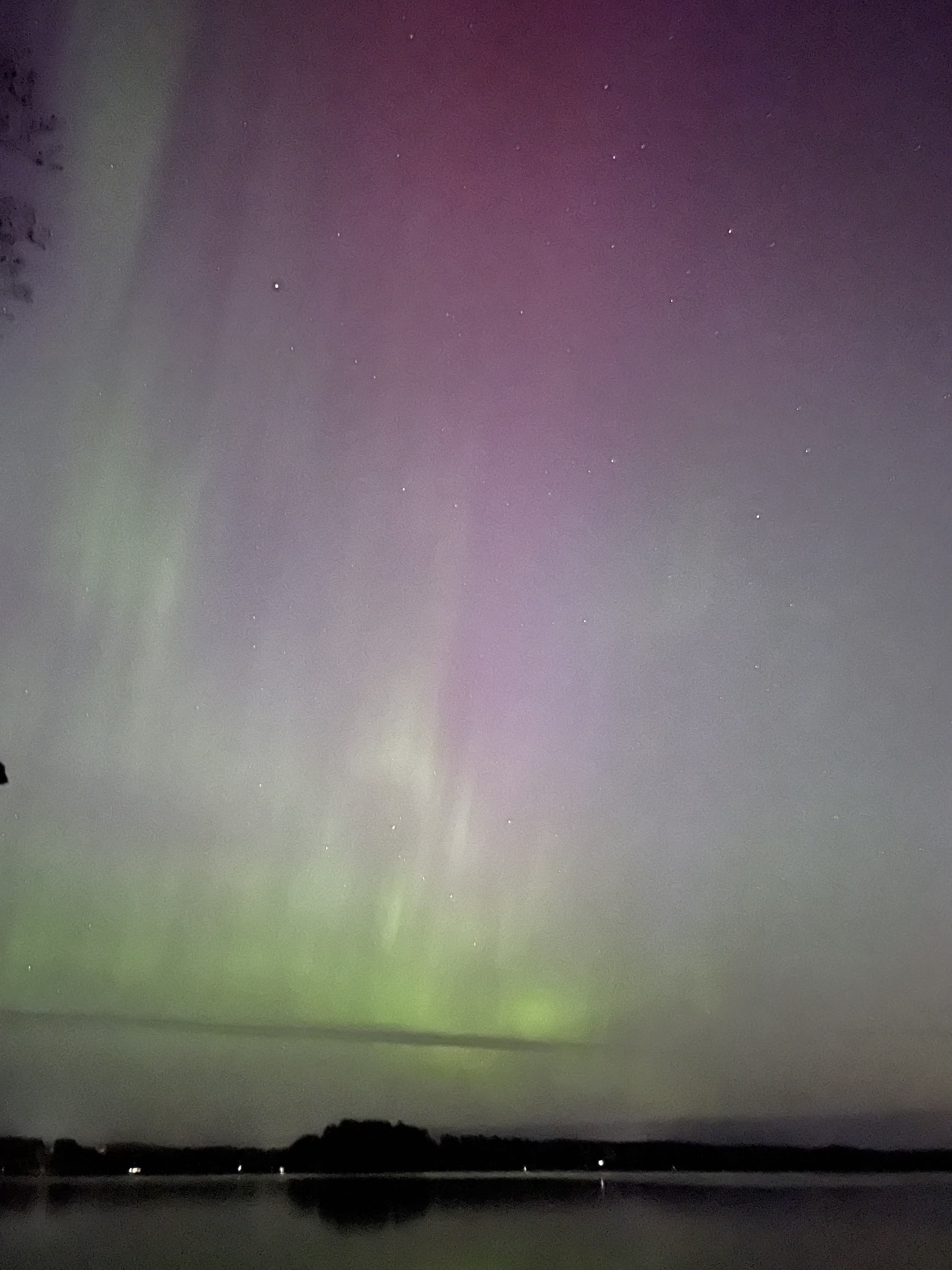 The Northern Lights over the lake.