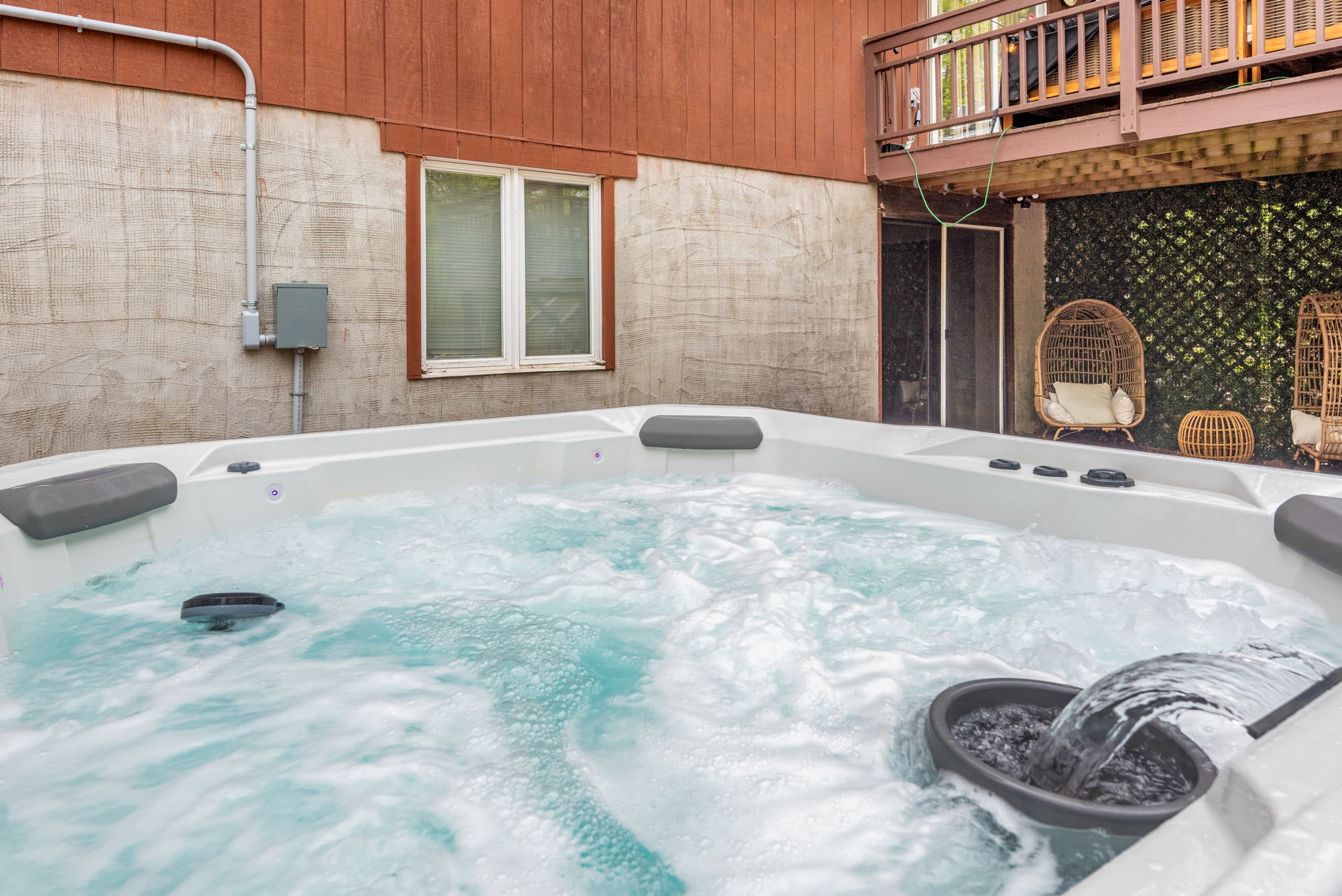 A private hot tub experience with bubbling jets, perfect for unwinding after a long day of adventure.
