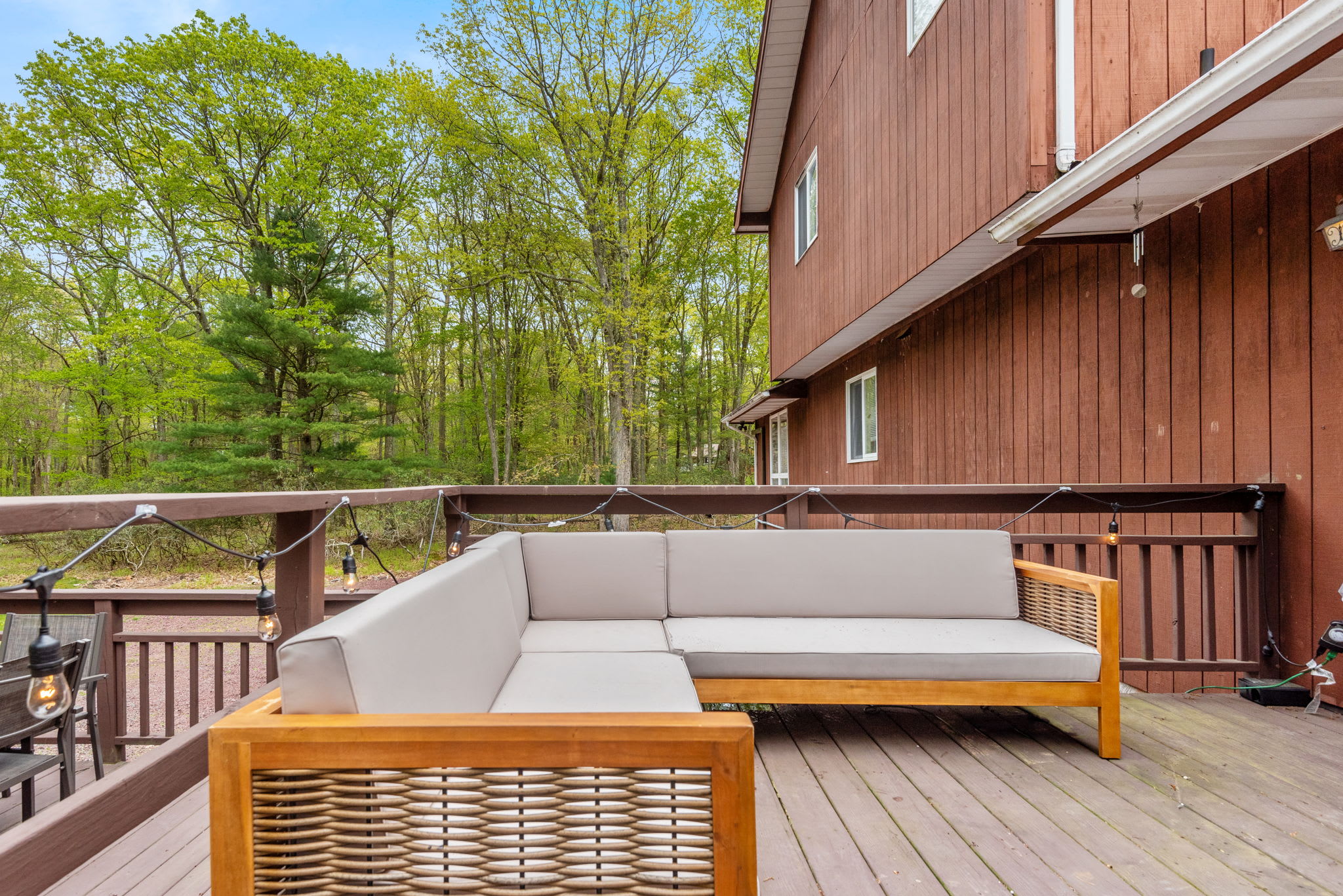 This inviting outdoor lounge space is perfect for relaxing, socializing, or simply enjoying the fresh air.