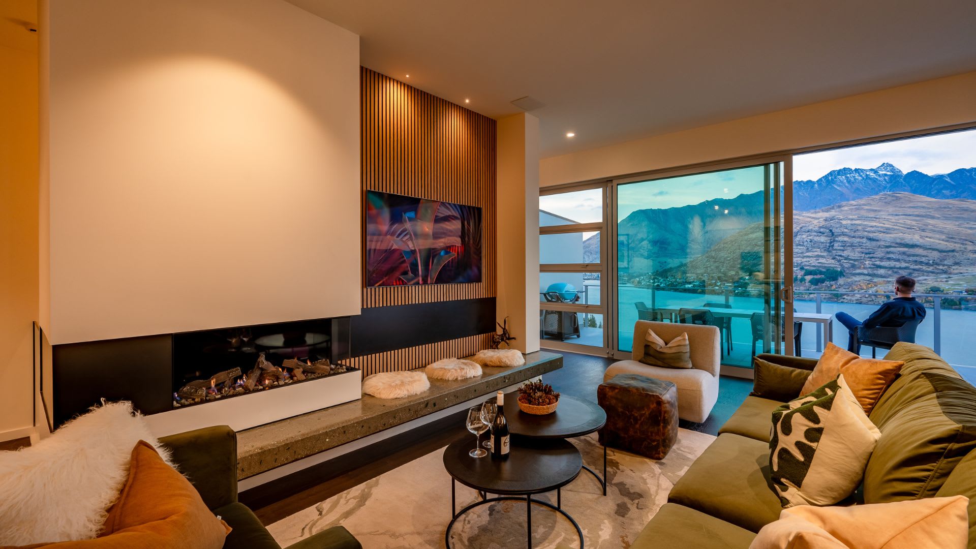 Elegant lounge with a view from your Queenstown luxury accommodation