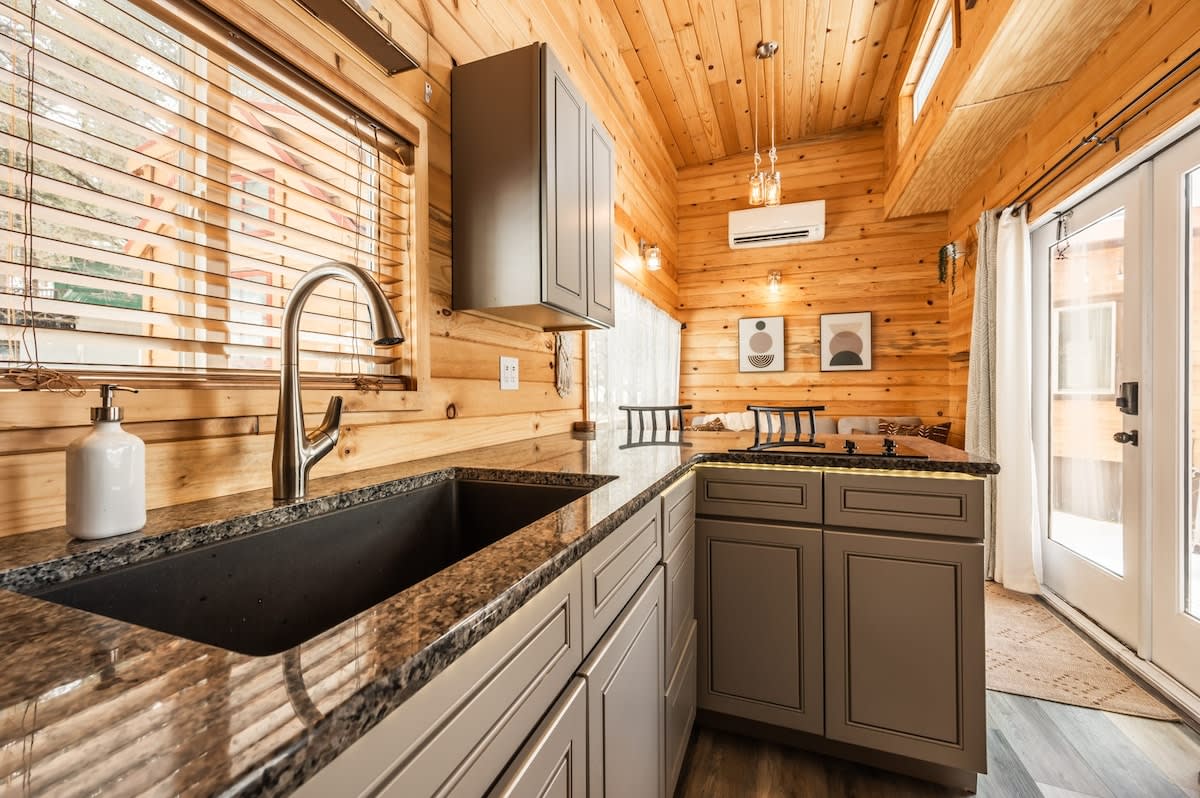 BrightStar Boutique tiny home interior with modern amenities in Woodland Park CO