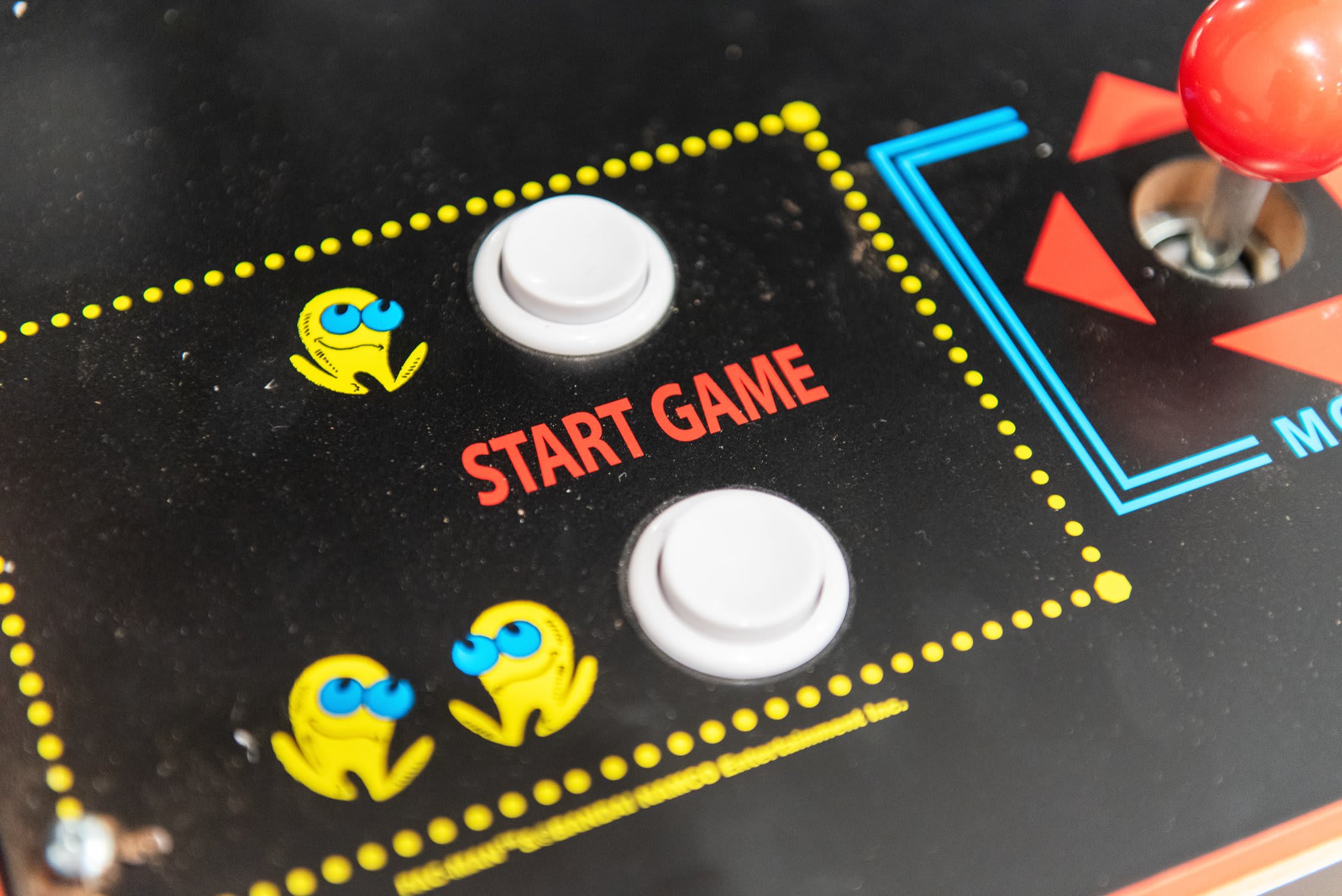A little nostalgic fun, this close-up of the arcade controller hints at good times ahead with classic games for all ages.