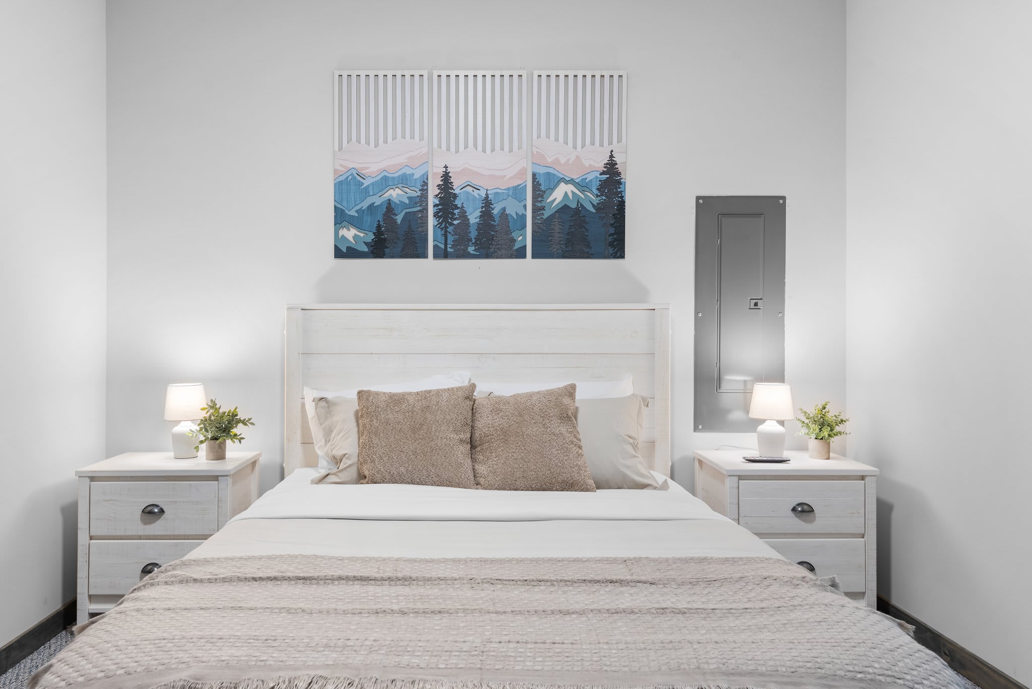 A peaceful setup with symmetrical styling and soft textures, made for waking up slowly and sleeping soundly.