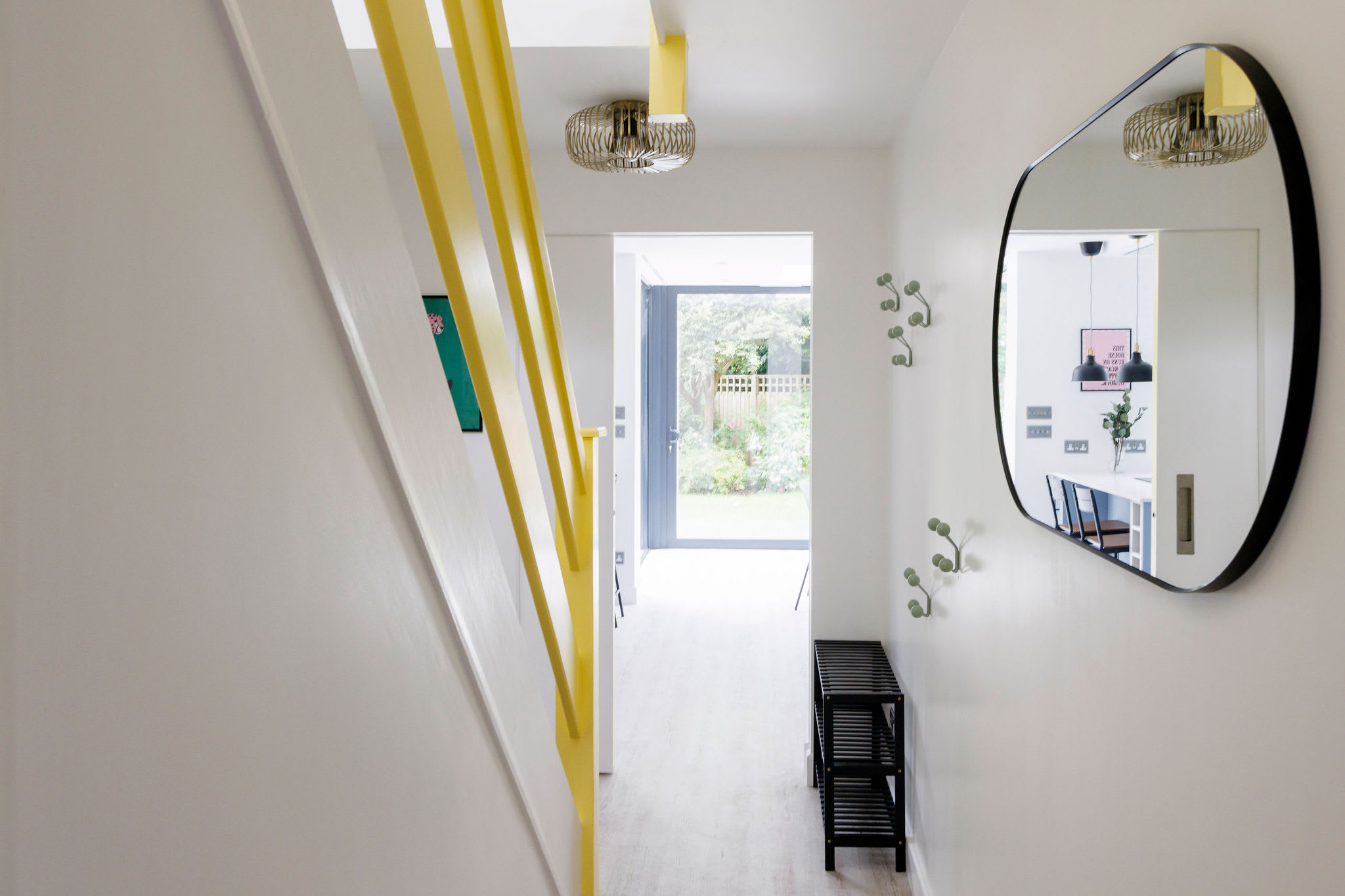 Stylish hallway with vibrant accents