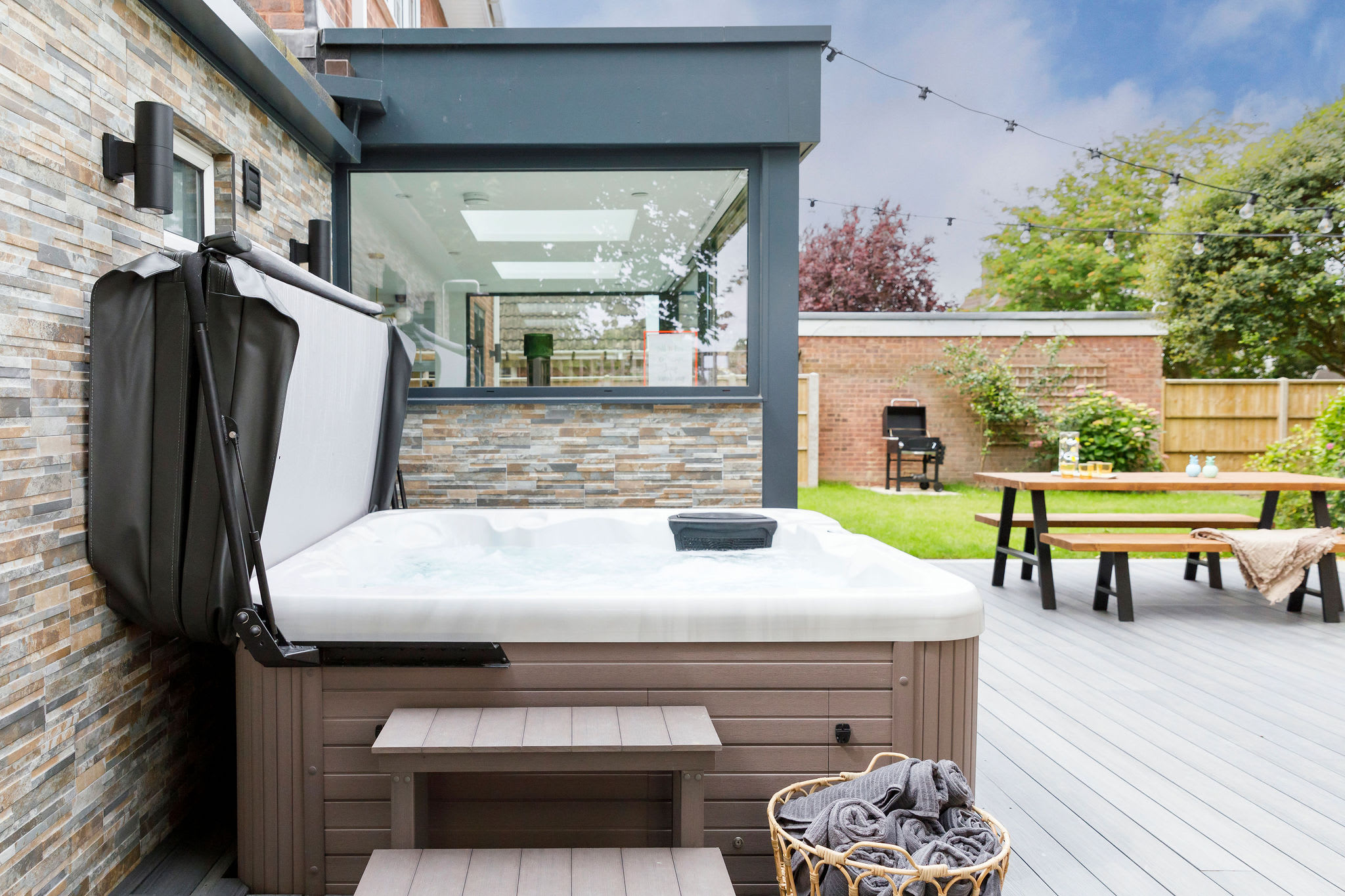 See in the day at our brand new hot tub!