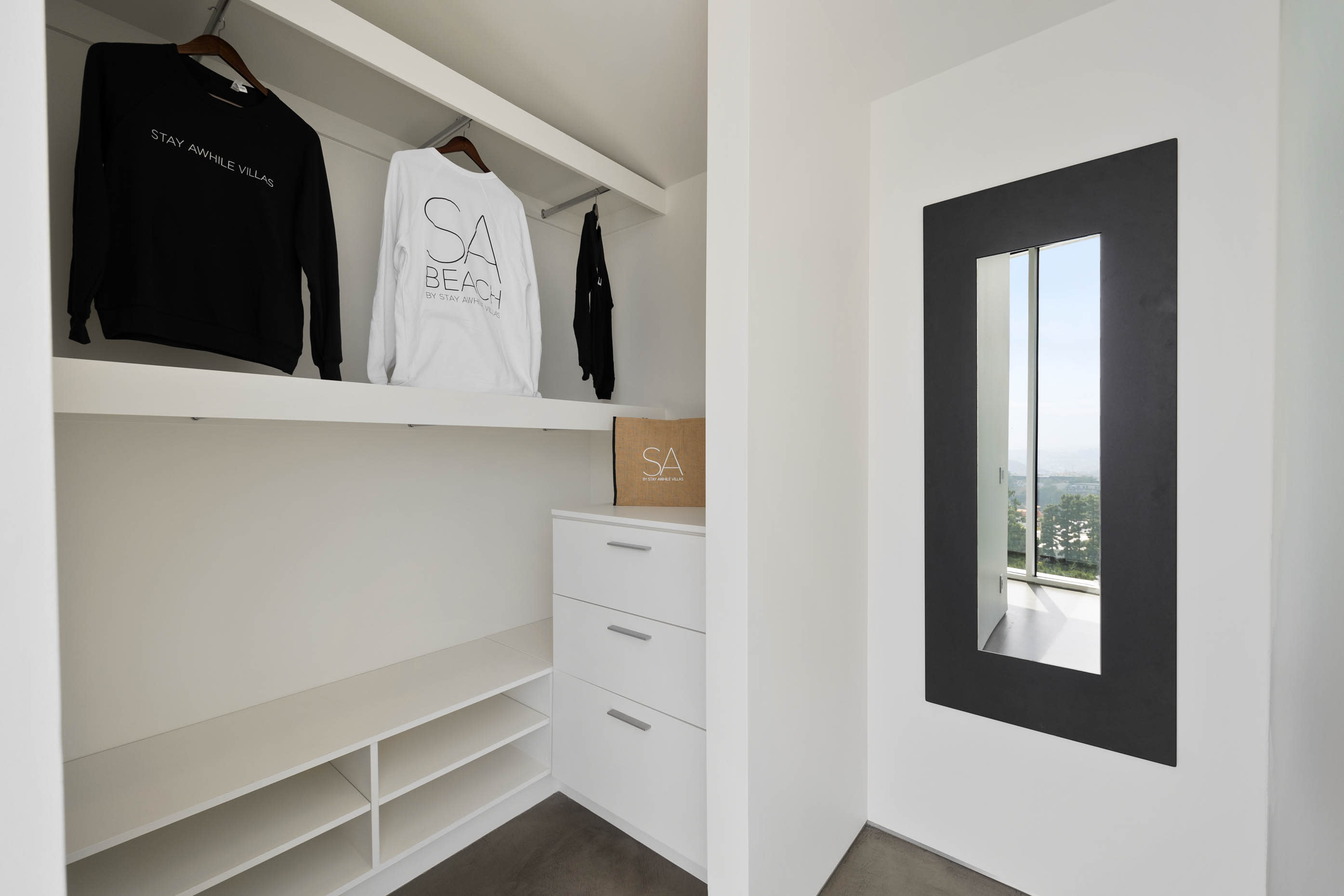 Efficient wardrobe space designed for optimal organization and convenience.