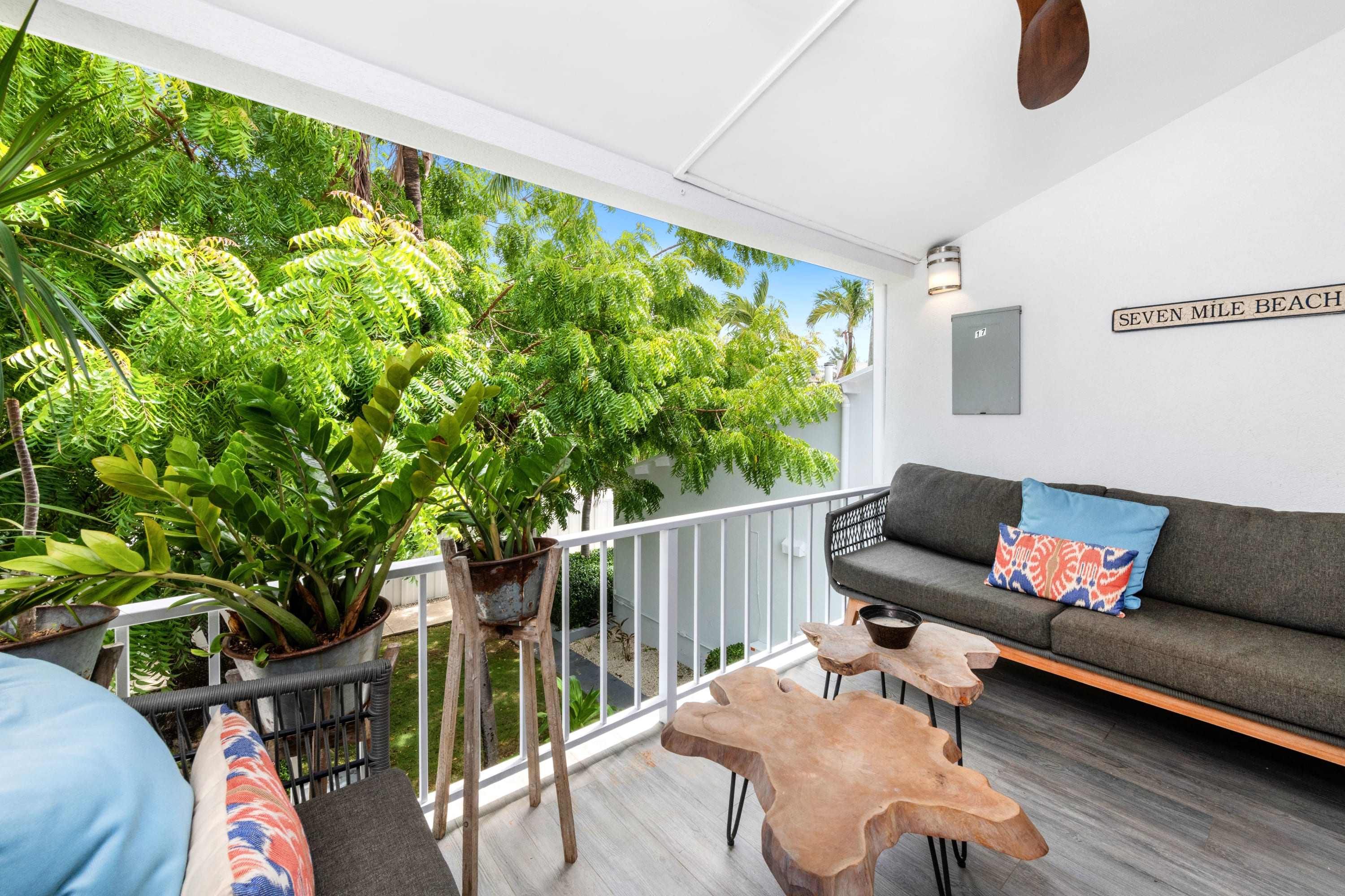 Beautiful outdoor seating with greenery