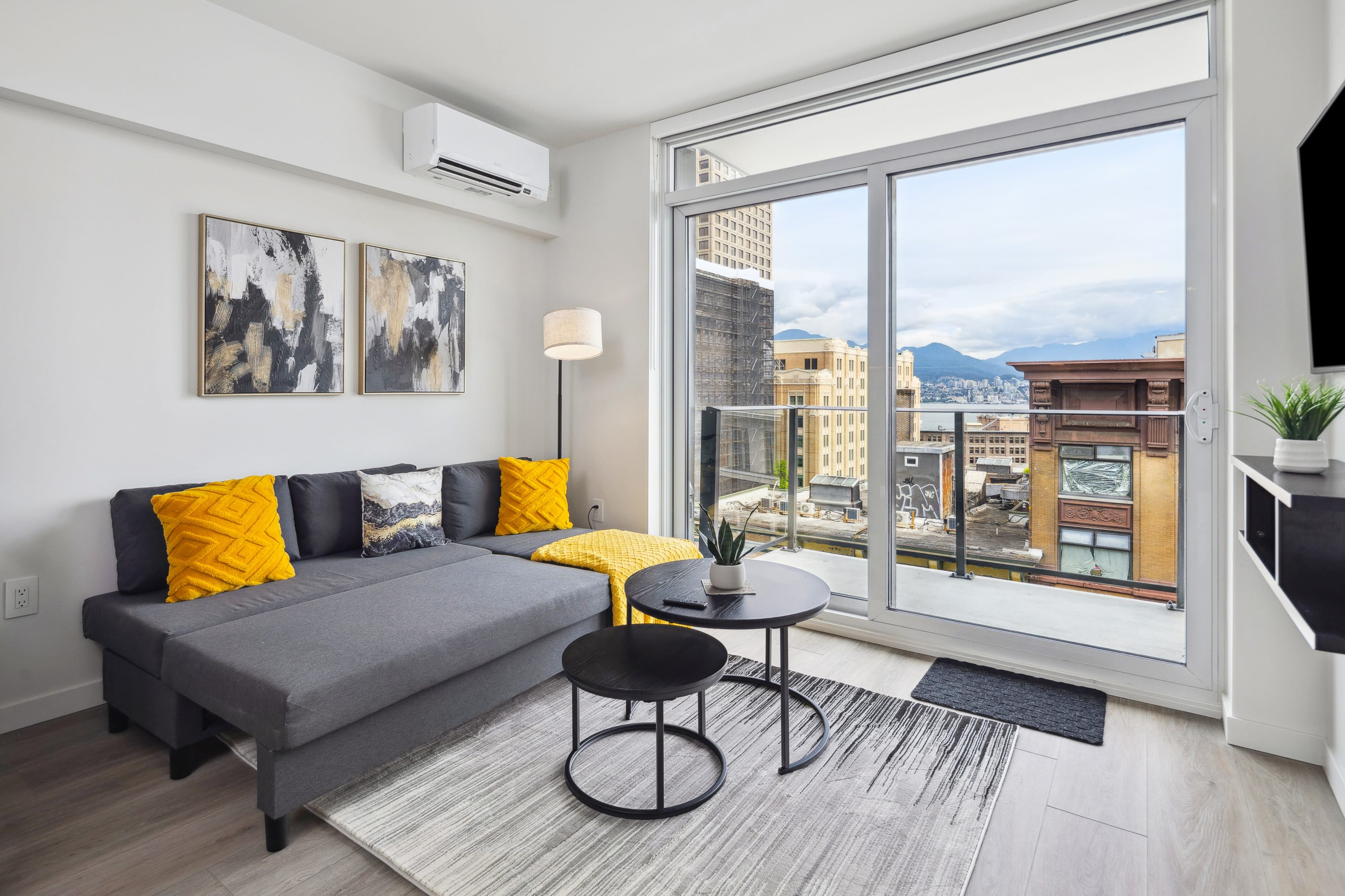 Fold out sofabed in the living room