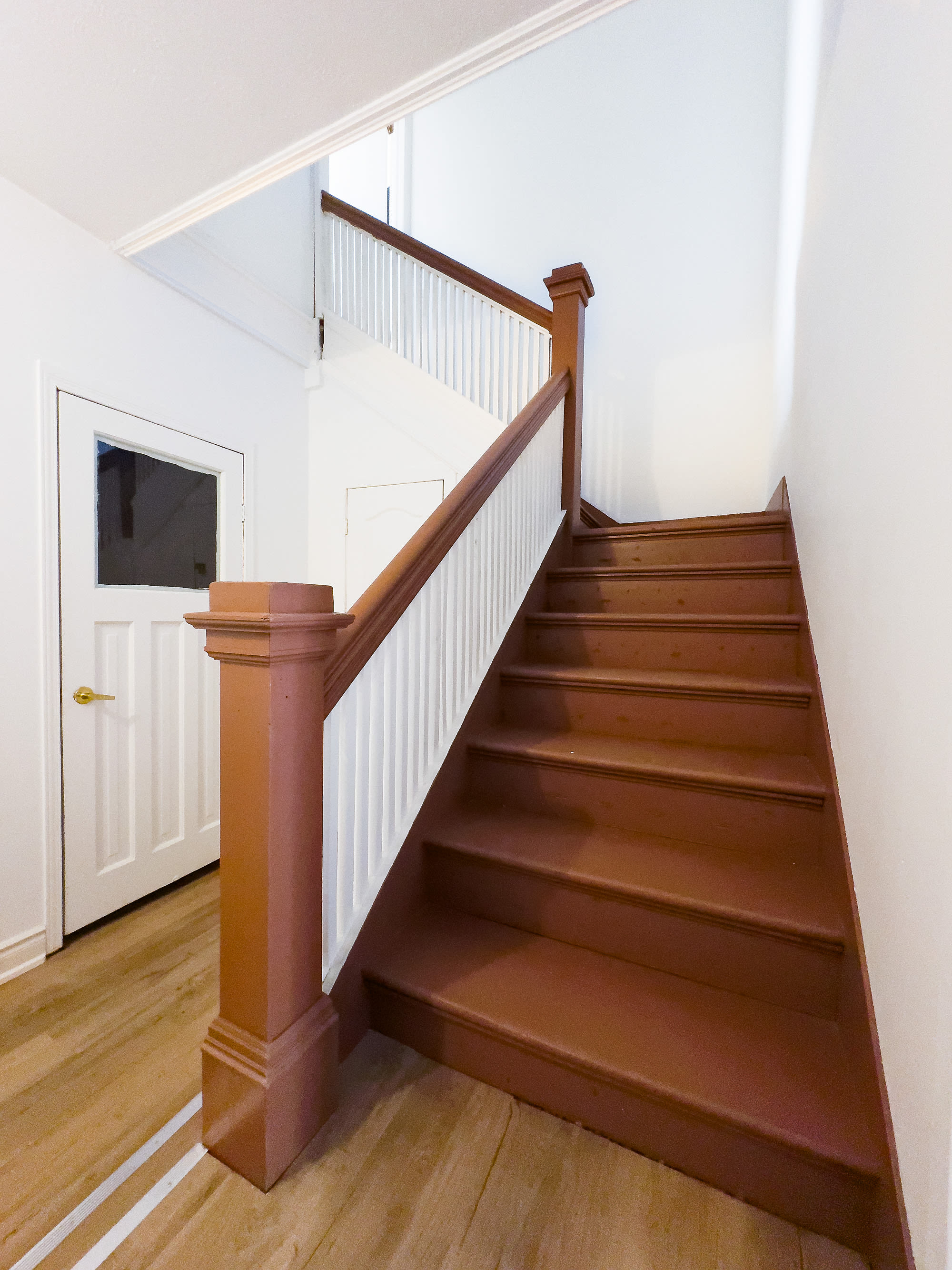 You need to go up the stairs to enter the suite.