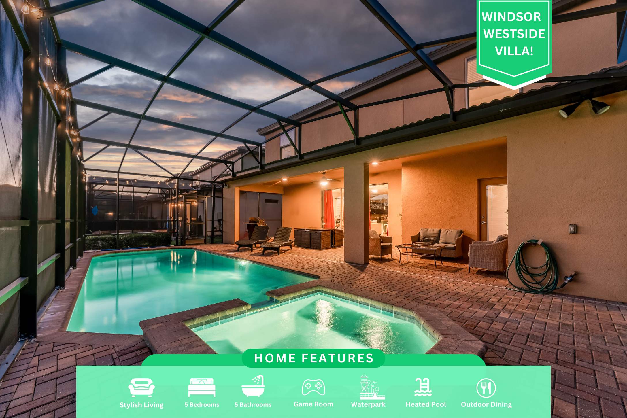 Family villa w/private pool & game room