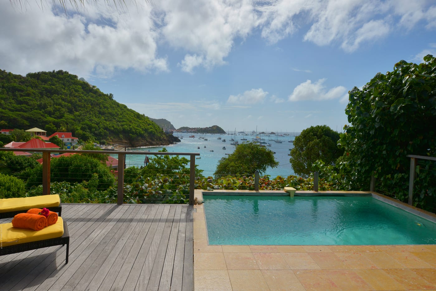 A pool deck above Corossol harbour