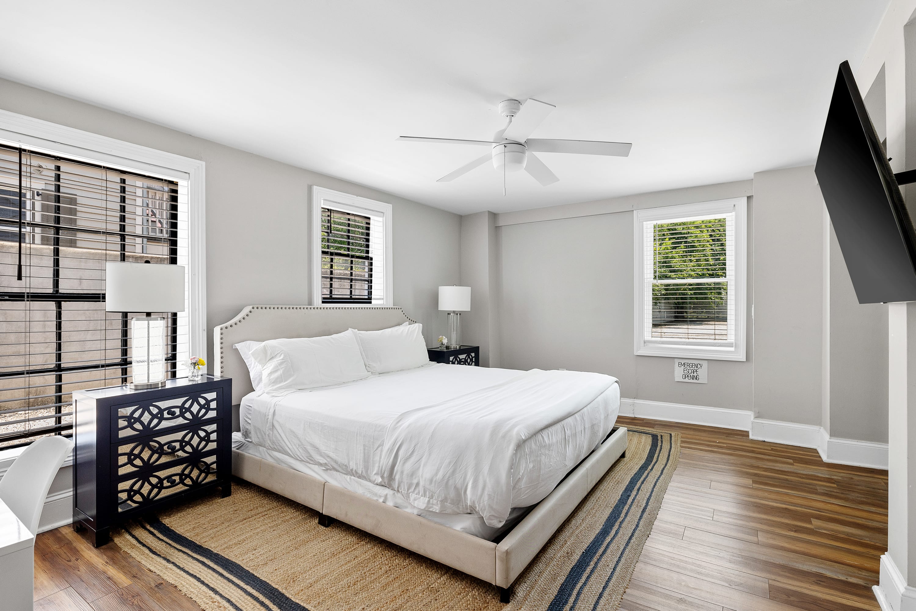 Bedroom #2: King Bed, Ceiling Fan & TV