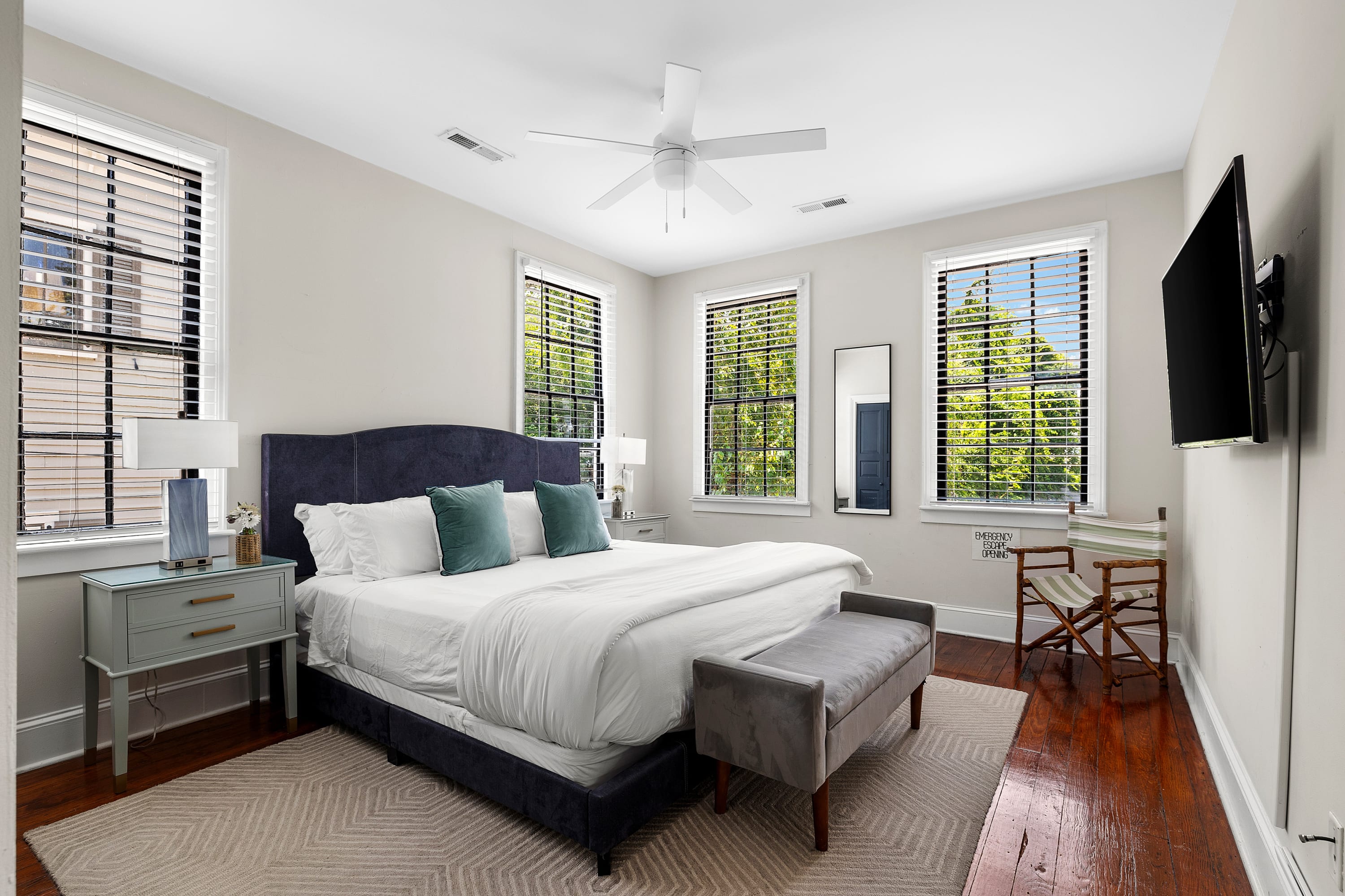 Bedroom #2: King Bed, Ceiling Fan & TV